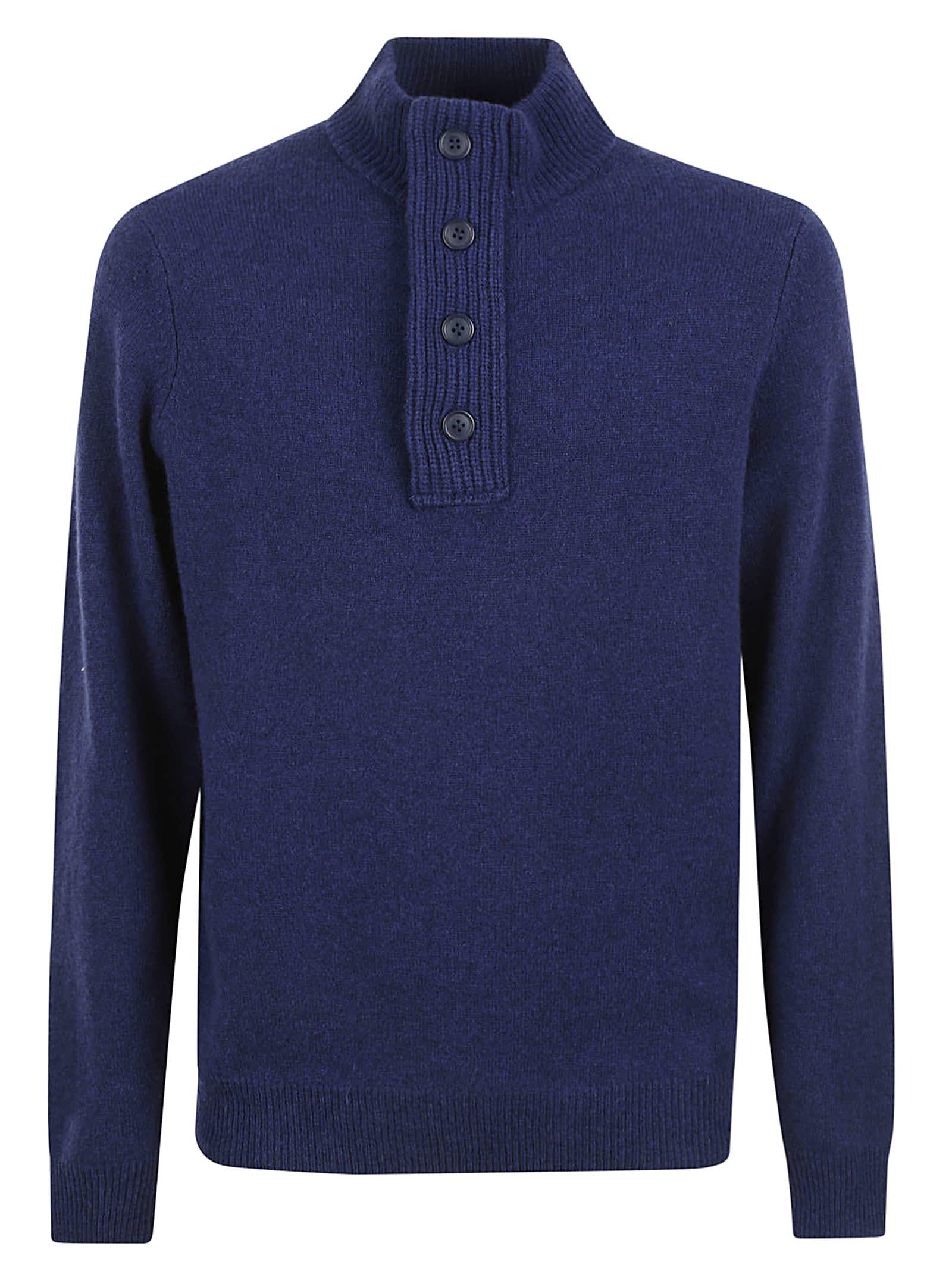 Patched Half Zip Polo Sweater