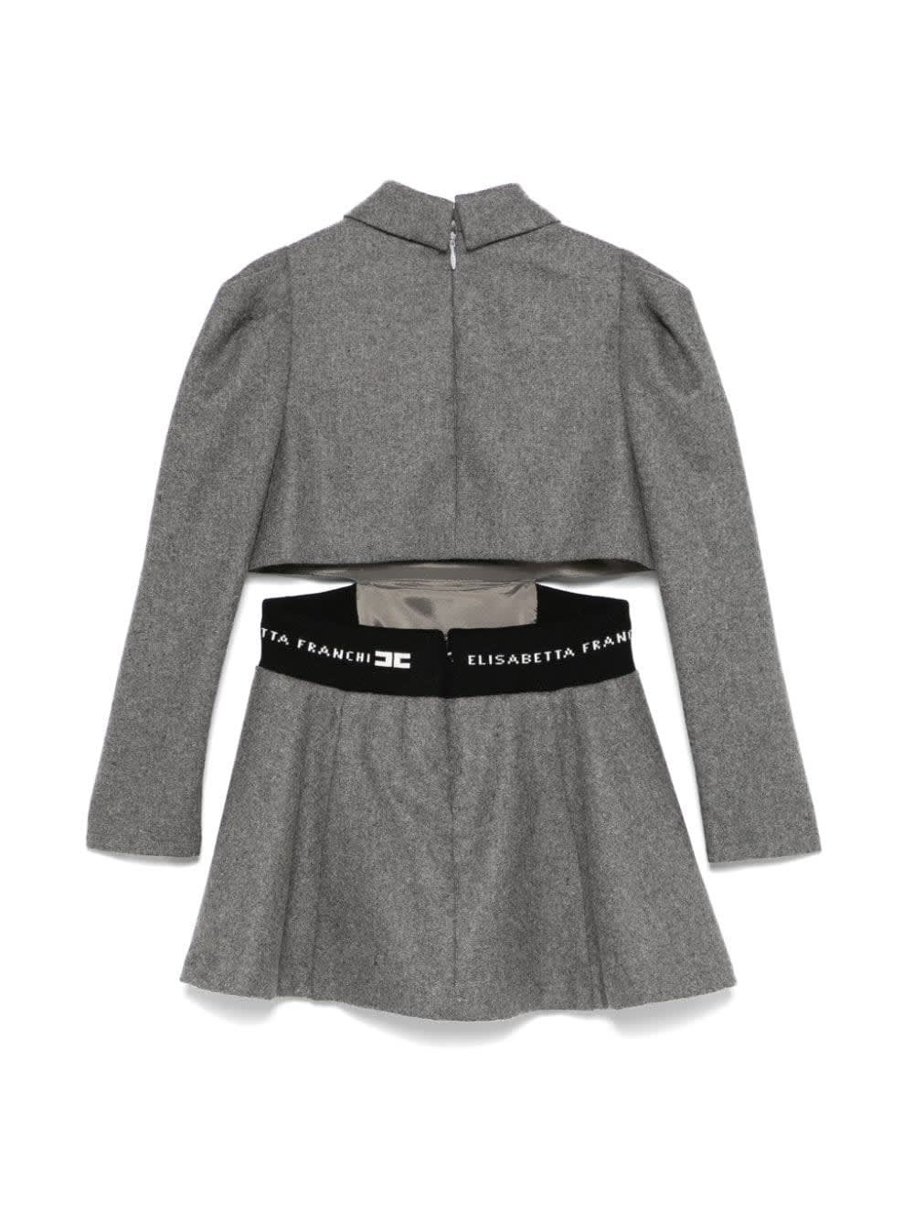 Shop Elisabetta Franchi La Mia Bambina Abito Corto In Gray