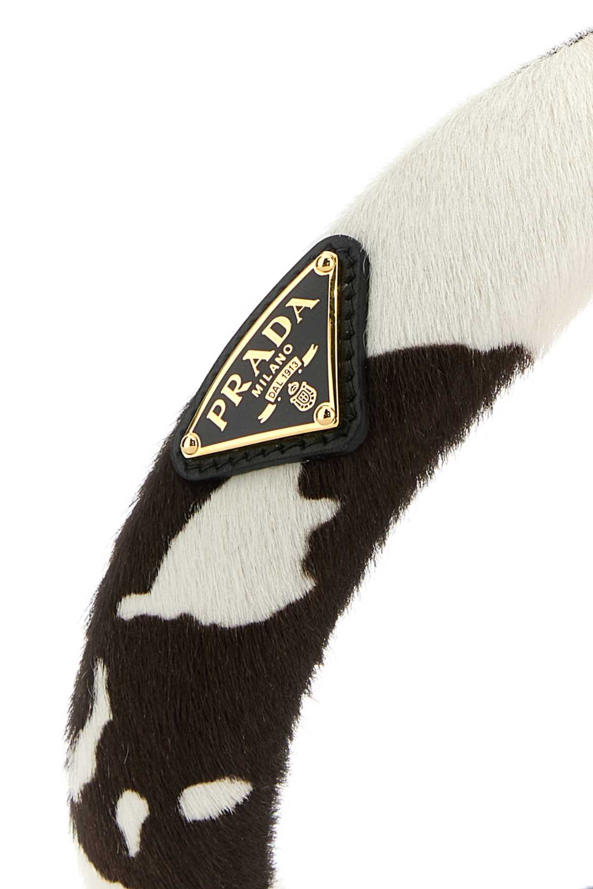 Prada Animal Print Calf Hair Headband In White
