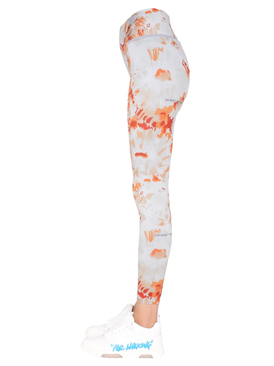 Shop Off-white Leggings With Chine Flowers Motif In Grey