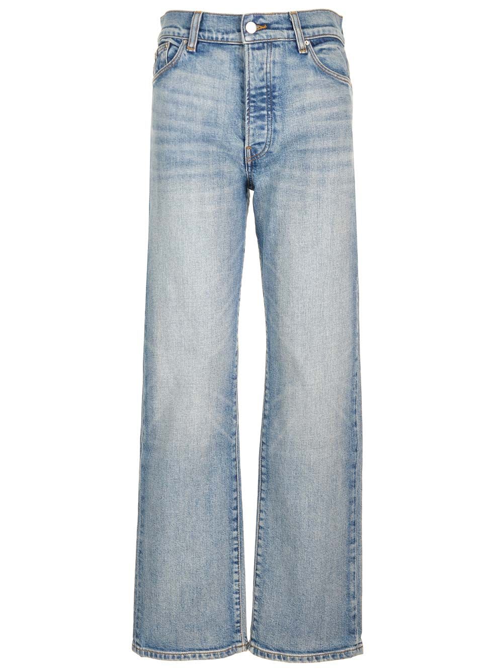 Shop Amiri Straight Leg Jeans In Light Blue