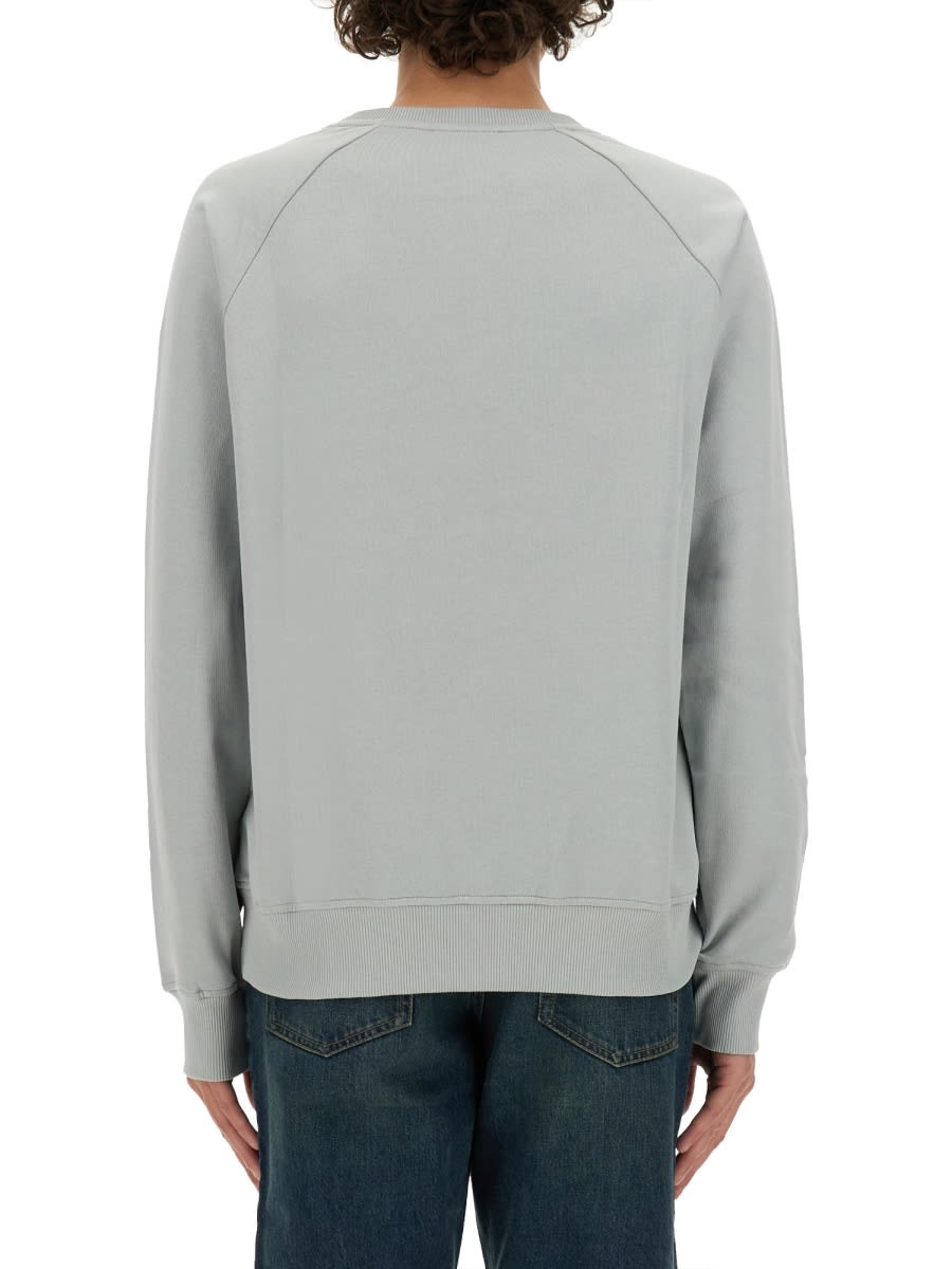 Shop Balmain Flocked Logo Sweatshirt In Grey