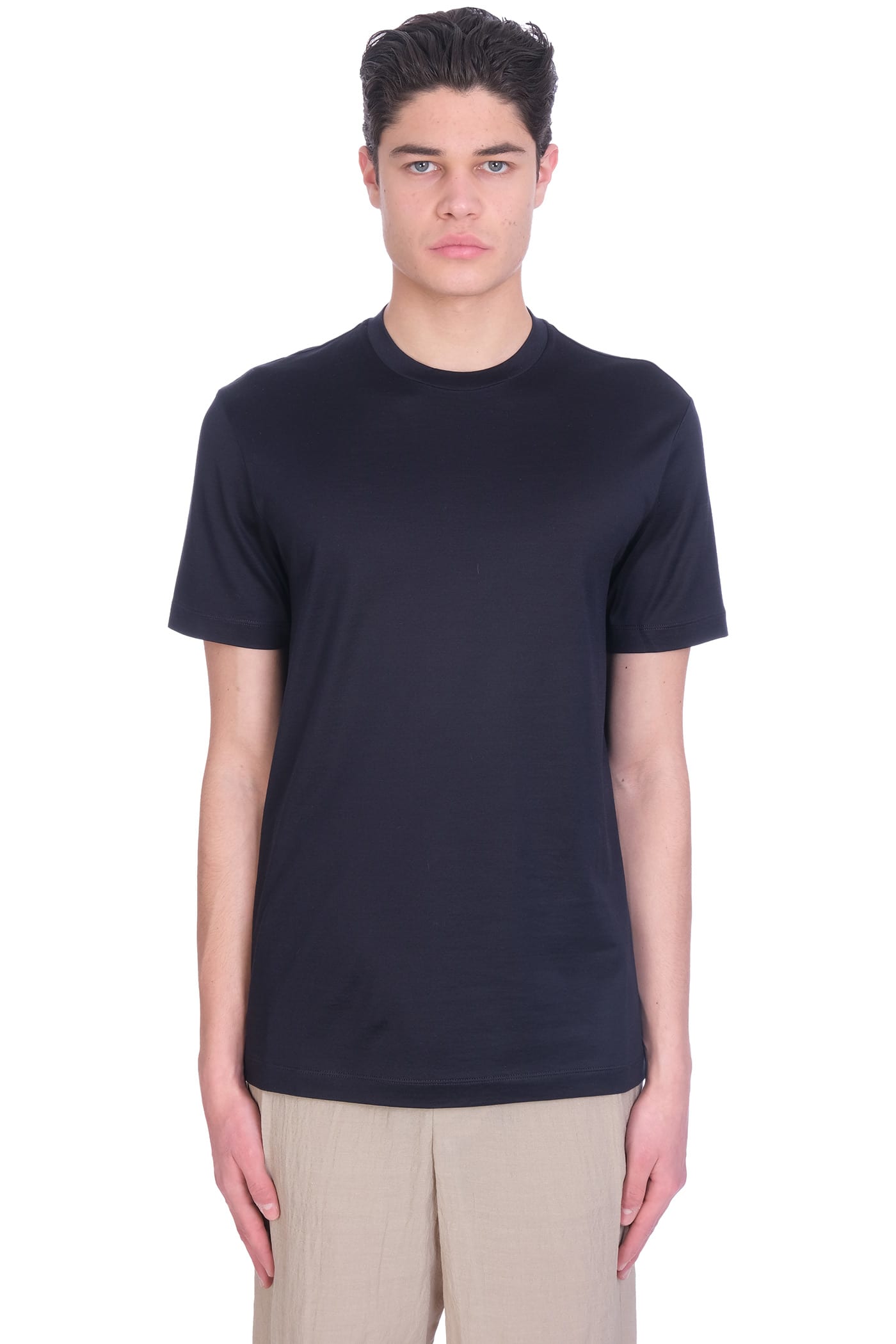 Giorgio Armani T-shirt In Blue Cotton