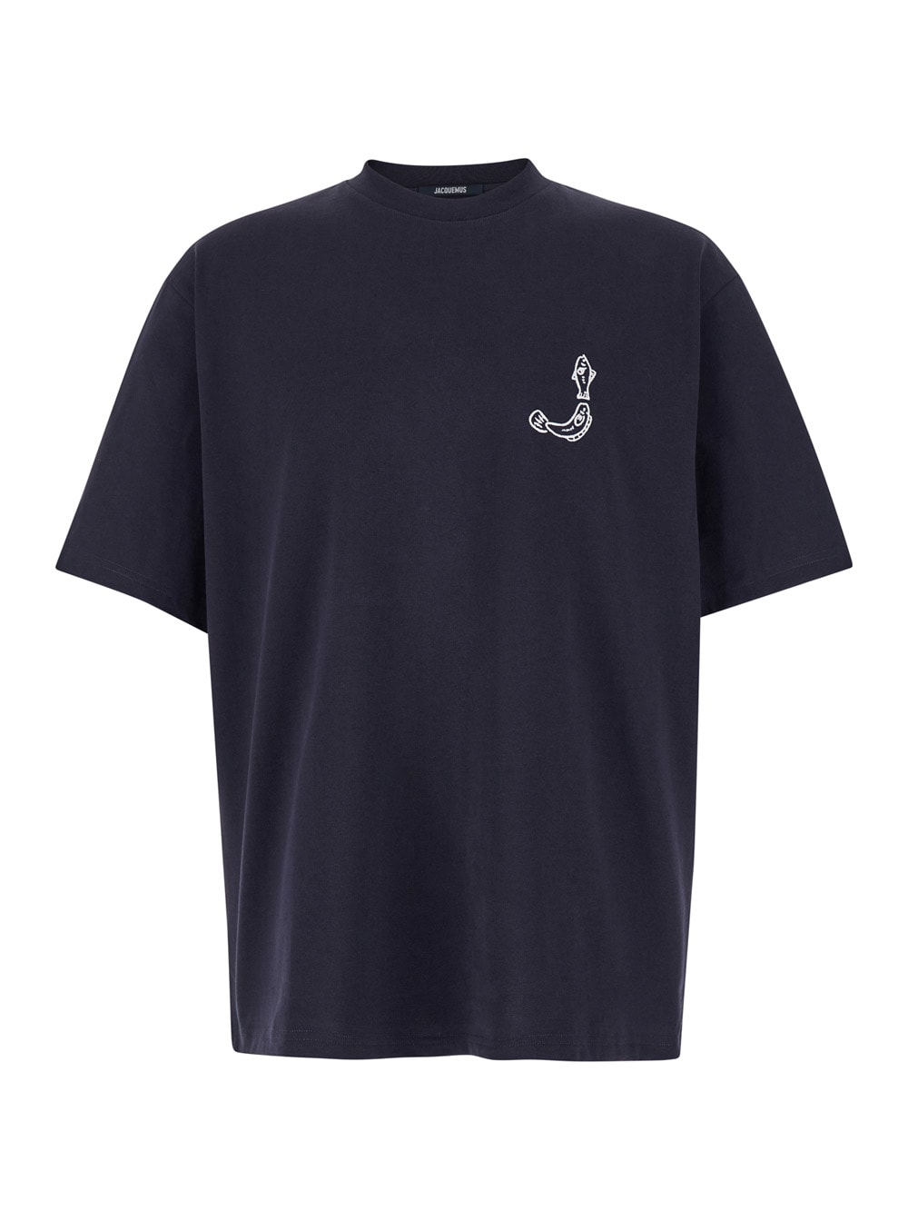mèru Blue T-shirt With Fisherman Print In Cotton Man