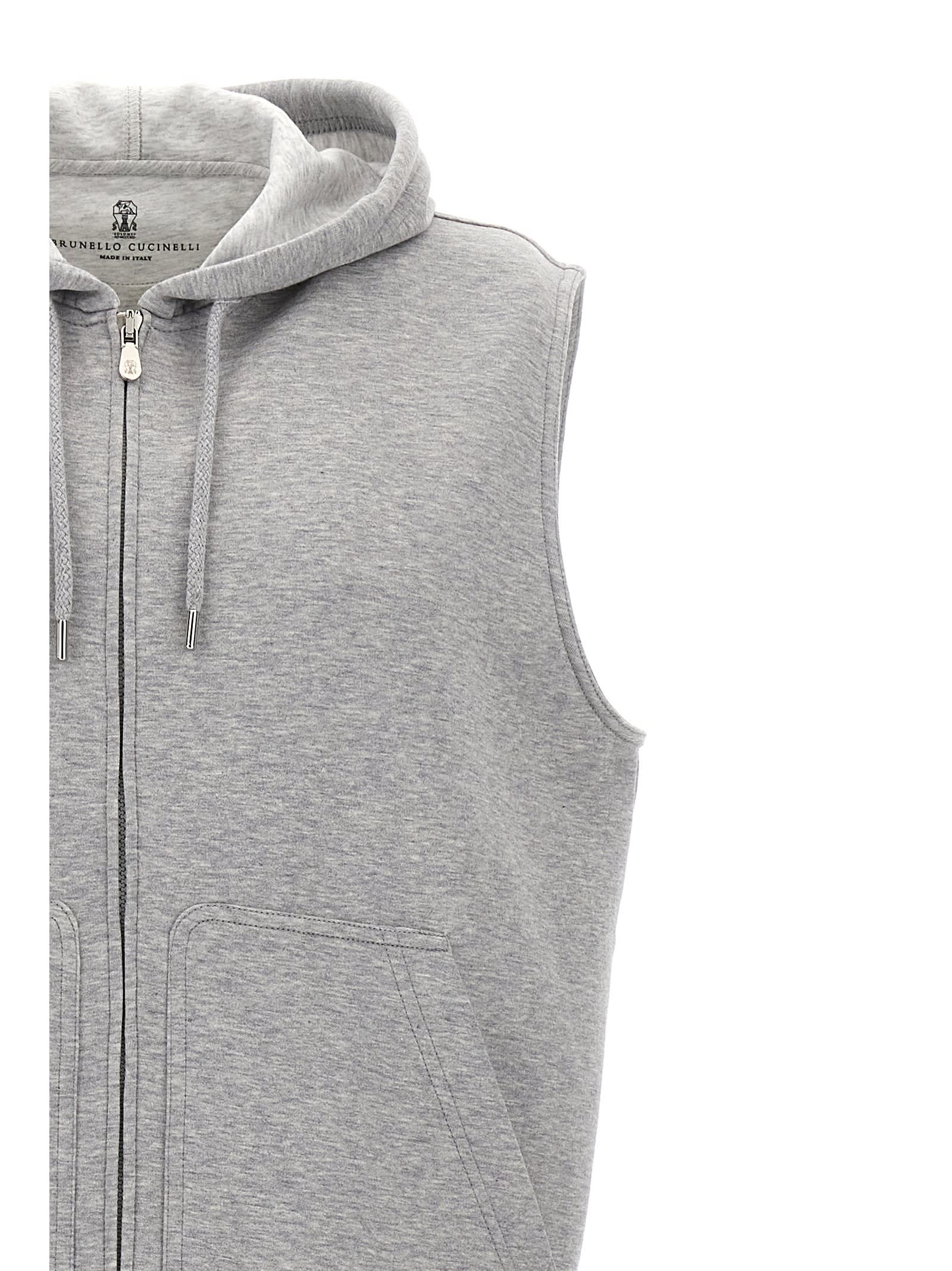 Shop Brunello Cucinelli Hooded Vest In Gray