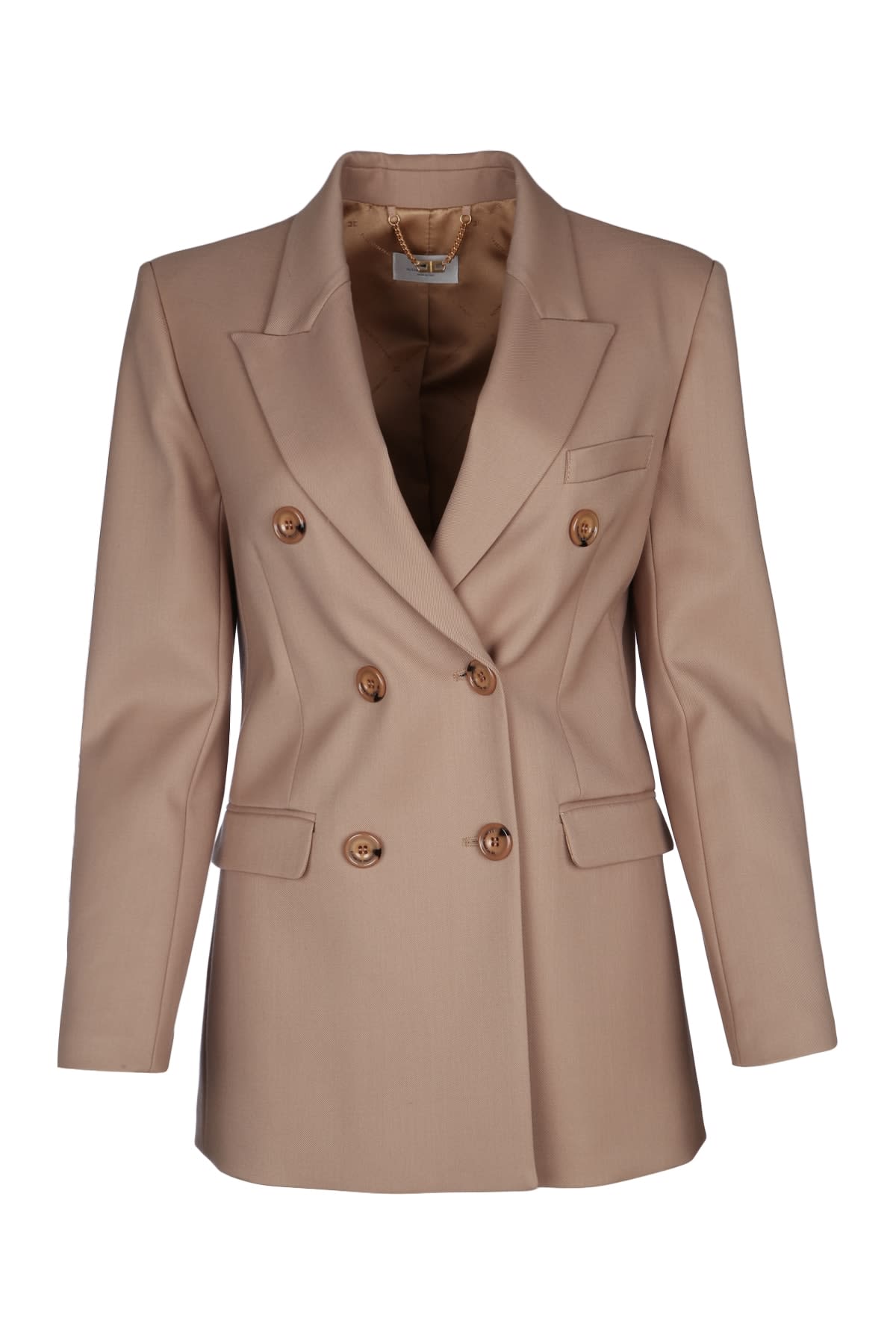 Shop Elisabetta Franchi Giacca Doppiopetto In Camel