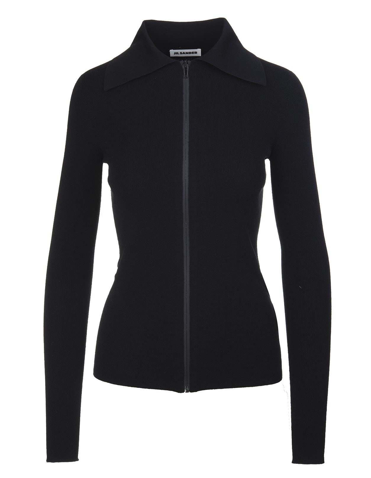 Jil Sander Fitted Black Cardigan With Zip