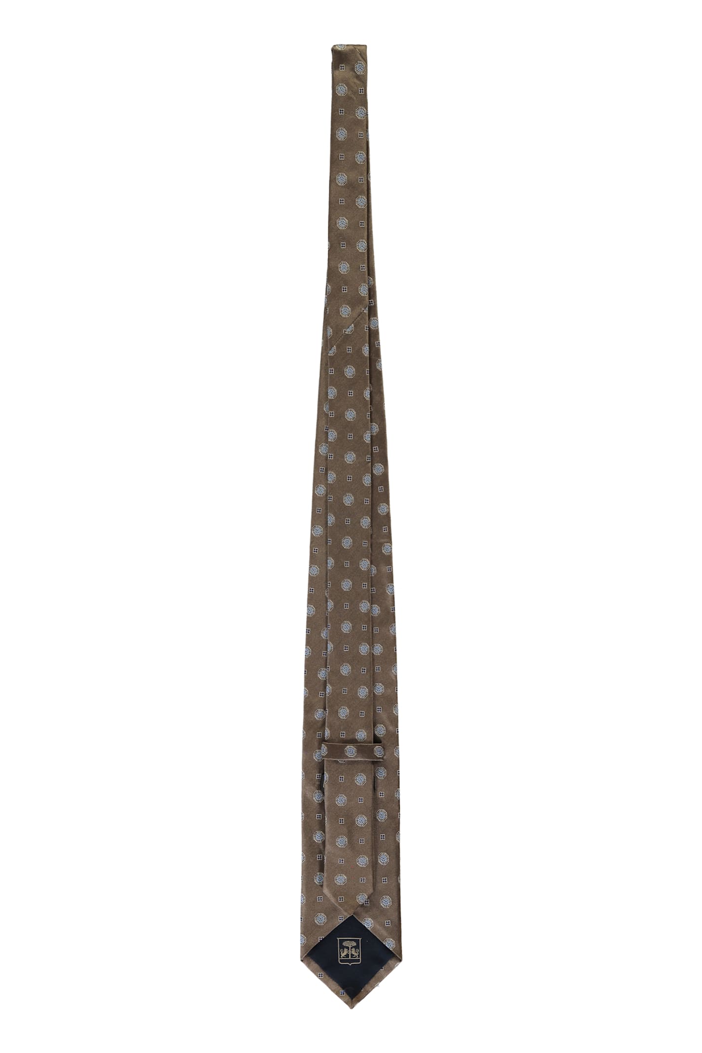 Corneliani Jacquard Silk Tie In Khaki