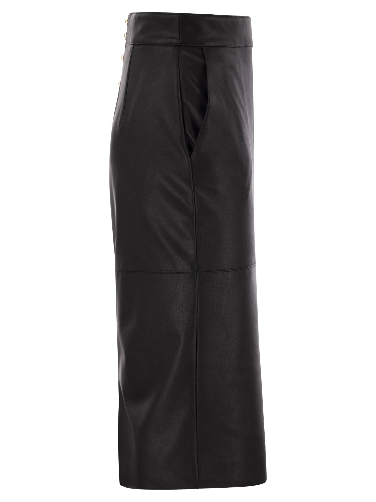 Elisabetta Franchi Pencil Skirt With Jewelled Hooks In Black