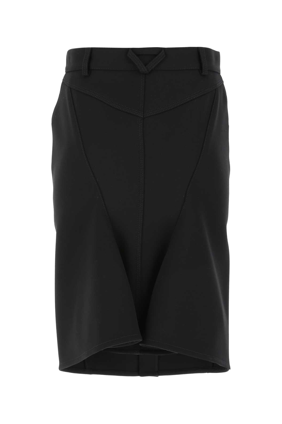 Bottega Veneta Black Stretch Wool Blend Skirt In 1000