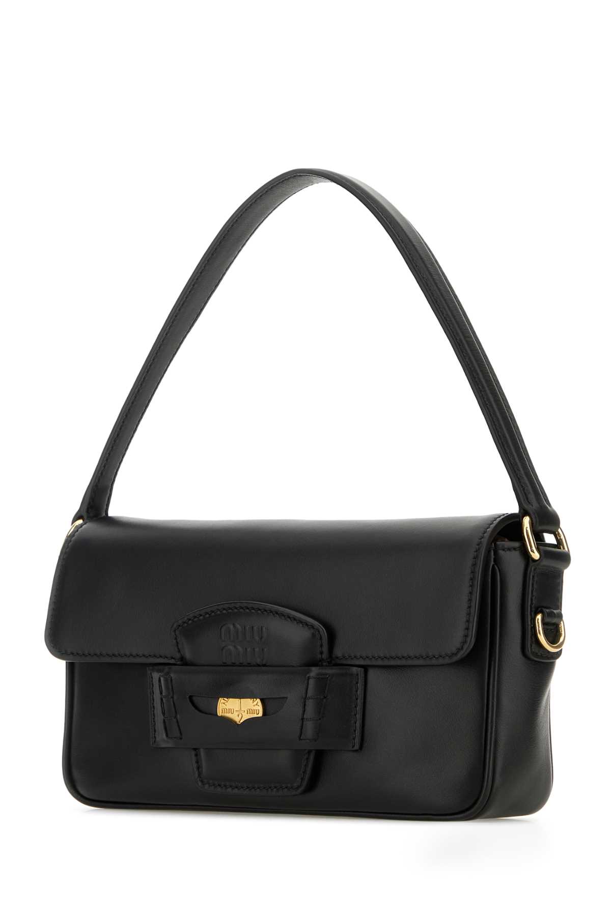 Miu Miu Black Leather Handbag In Nero