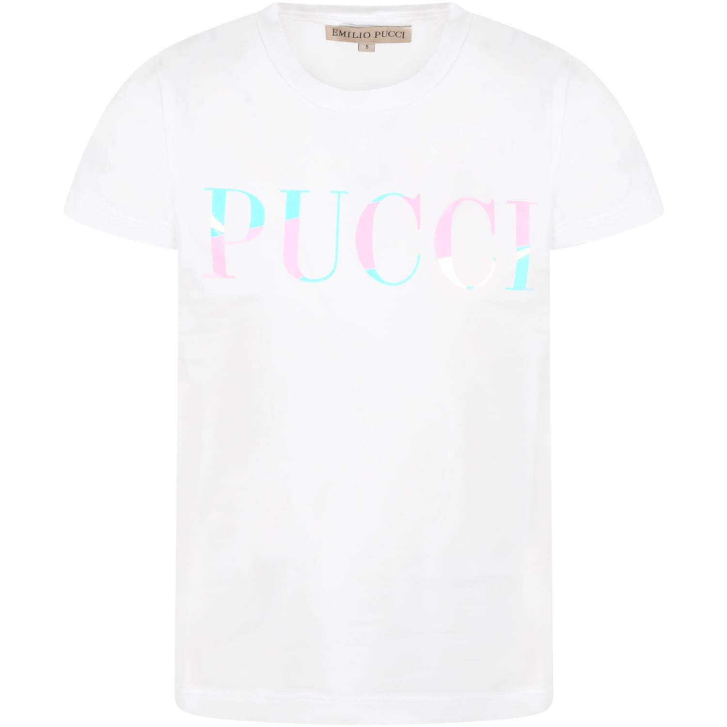 Emilio Pucci Kids' White T-shirt For Girl With Logo