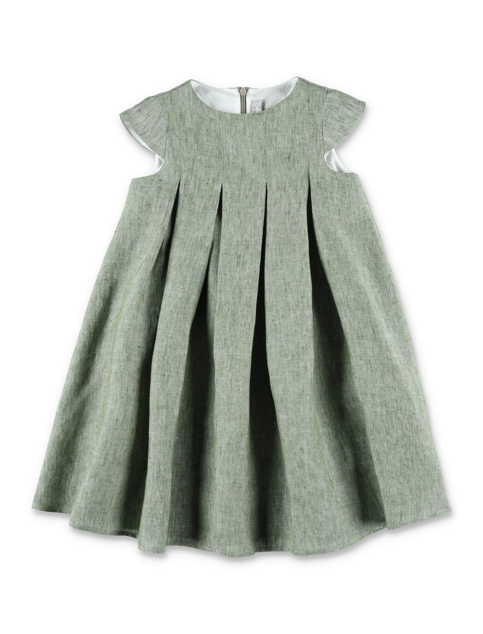 Shop Il Gufo Pleated Dress In Green