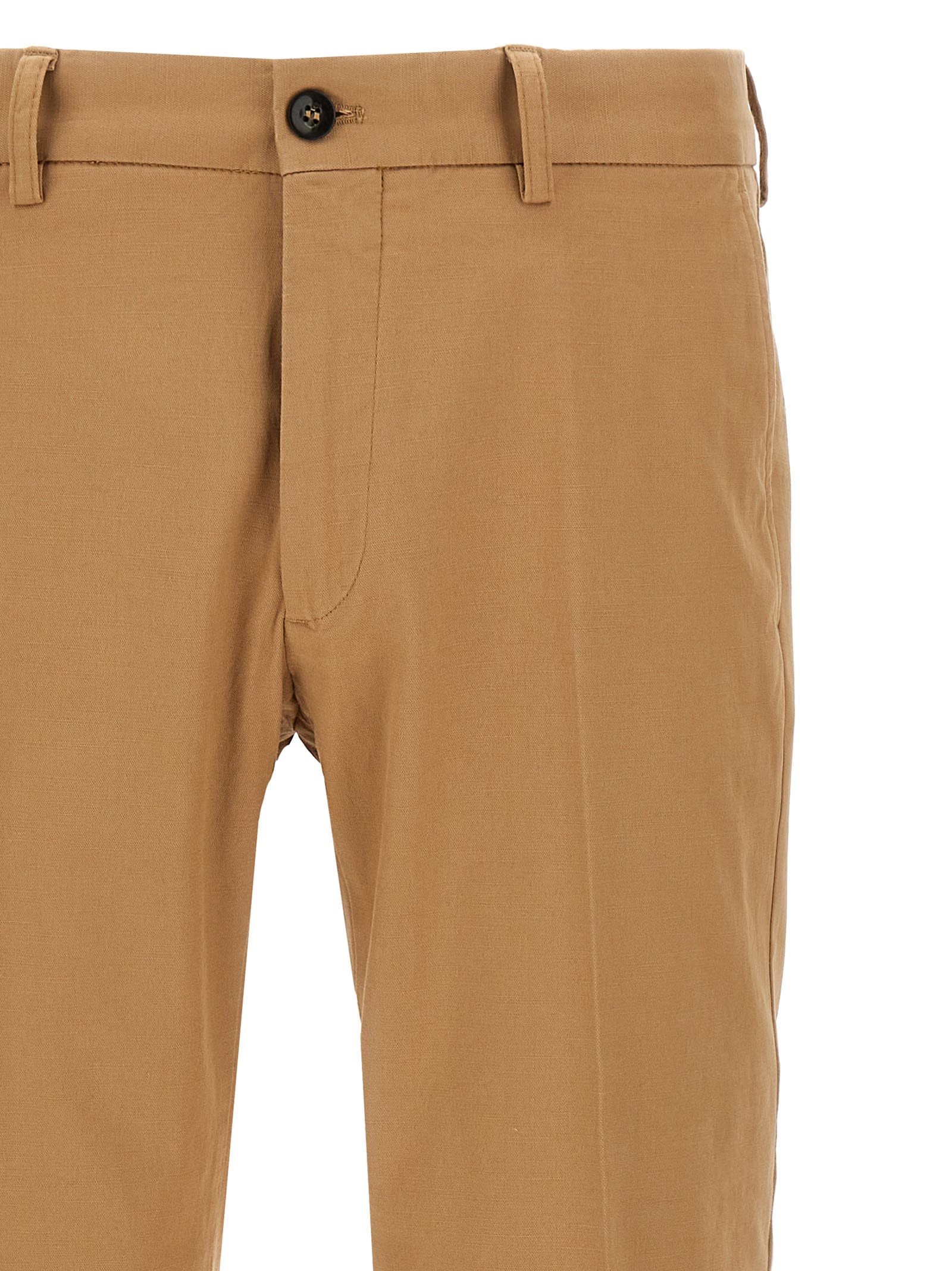 Incotex Cotton Trousers With Back Pocket And Belt Loops In Brown