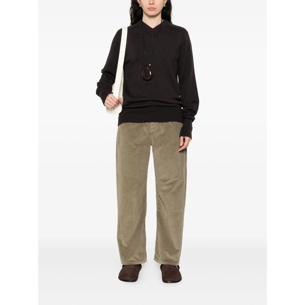 Studio Nicholson V-neck Merino-wool Sweater In Brown