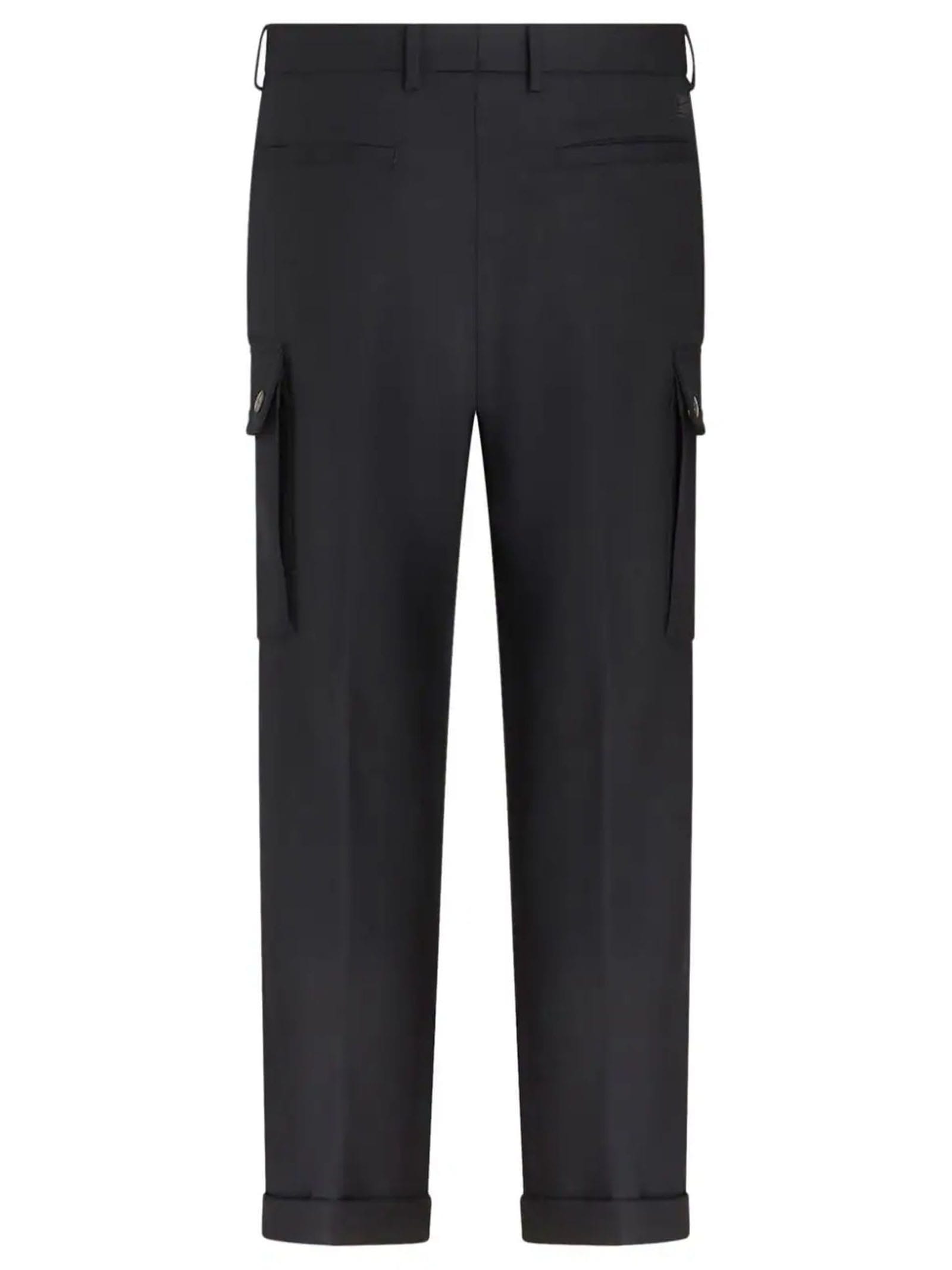 Shop Etro Navy Blue Stretch-wool Trousers