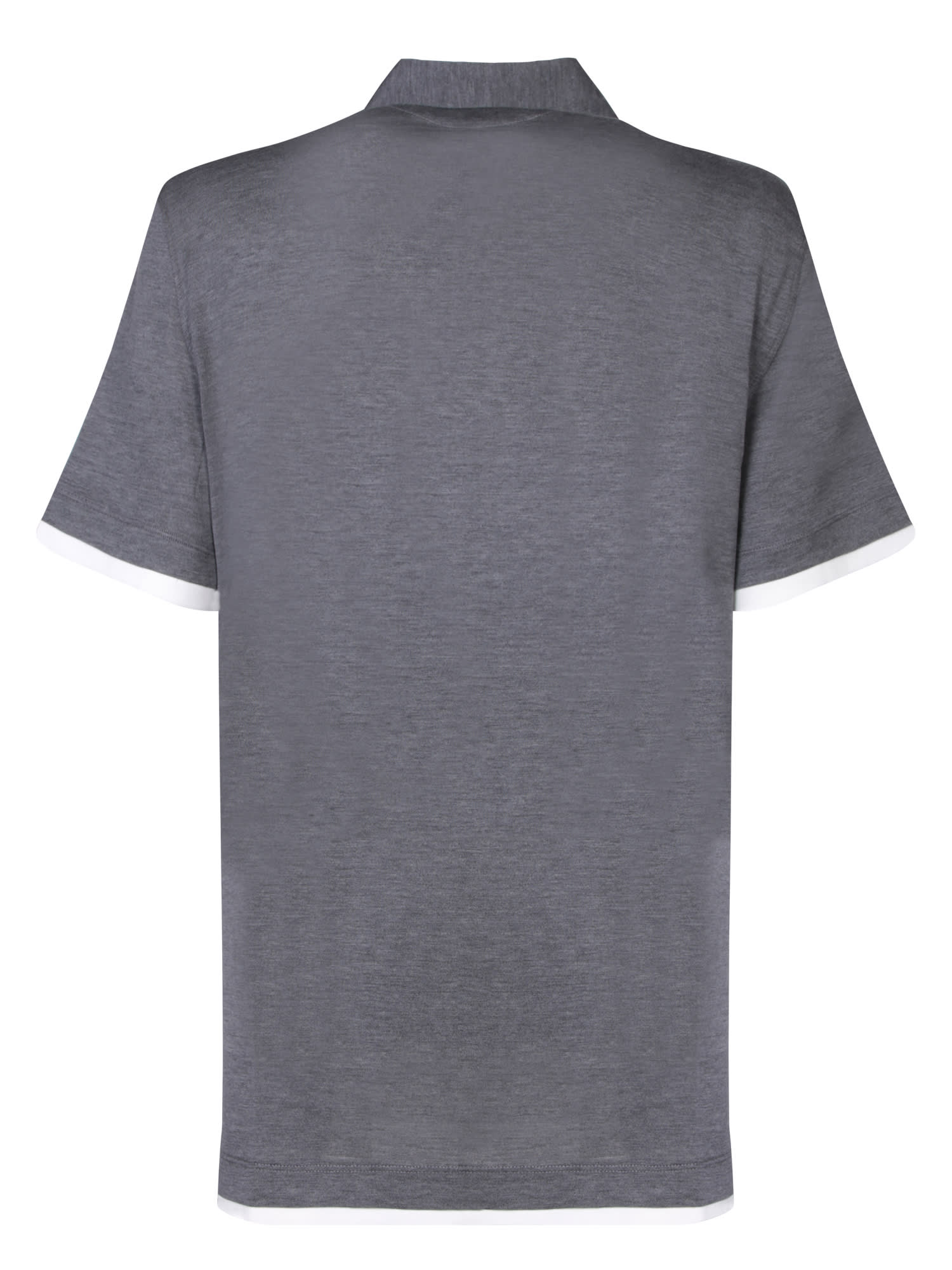 Shop Brunello Cucinelli Silk And Cotton Grey Polo Shirt