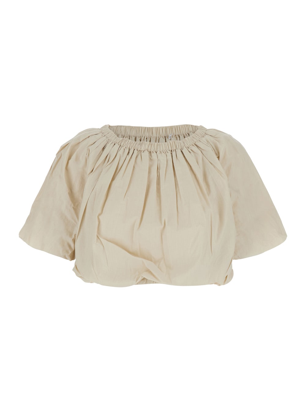 Isabel Marant Bertille White Cropped Top With All-over Gathering In Cotton Woman In Gray
