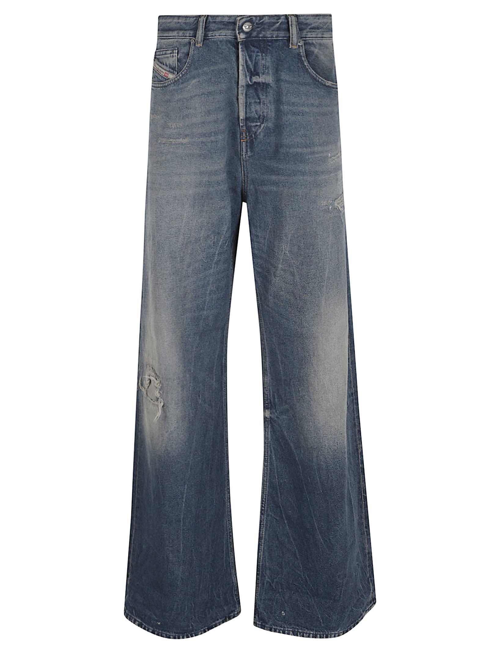 Diesel Cropped Organic Cotton Jeans In Blue