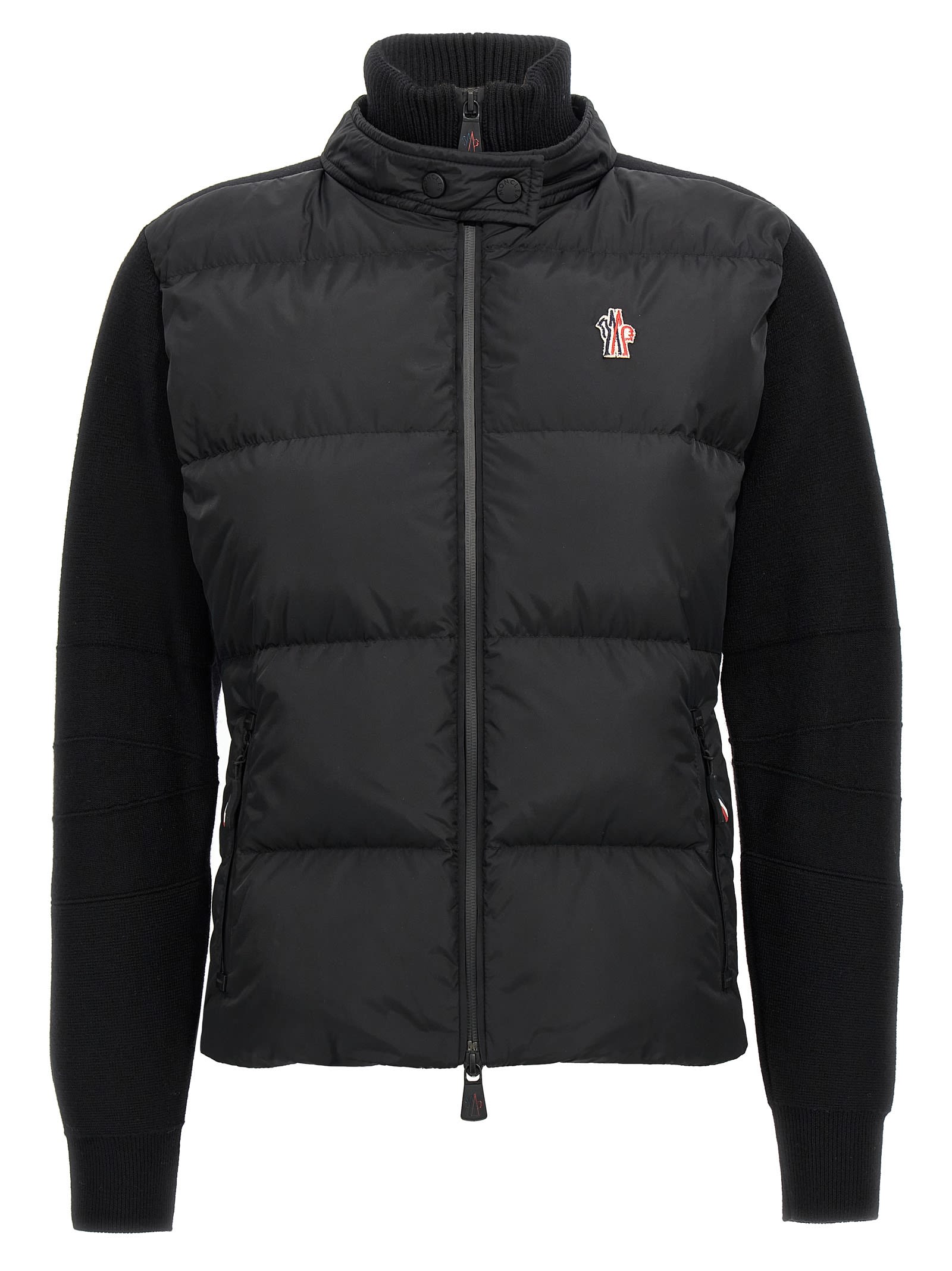 Shop Moncler Two-material Cardigan In Black