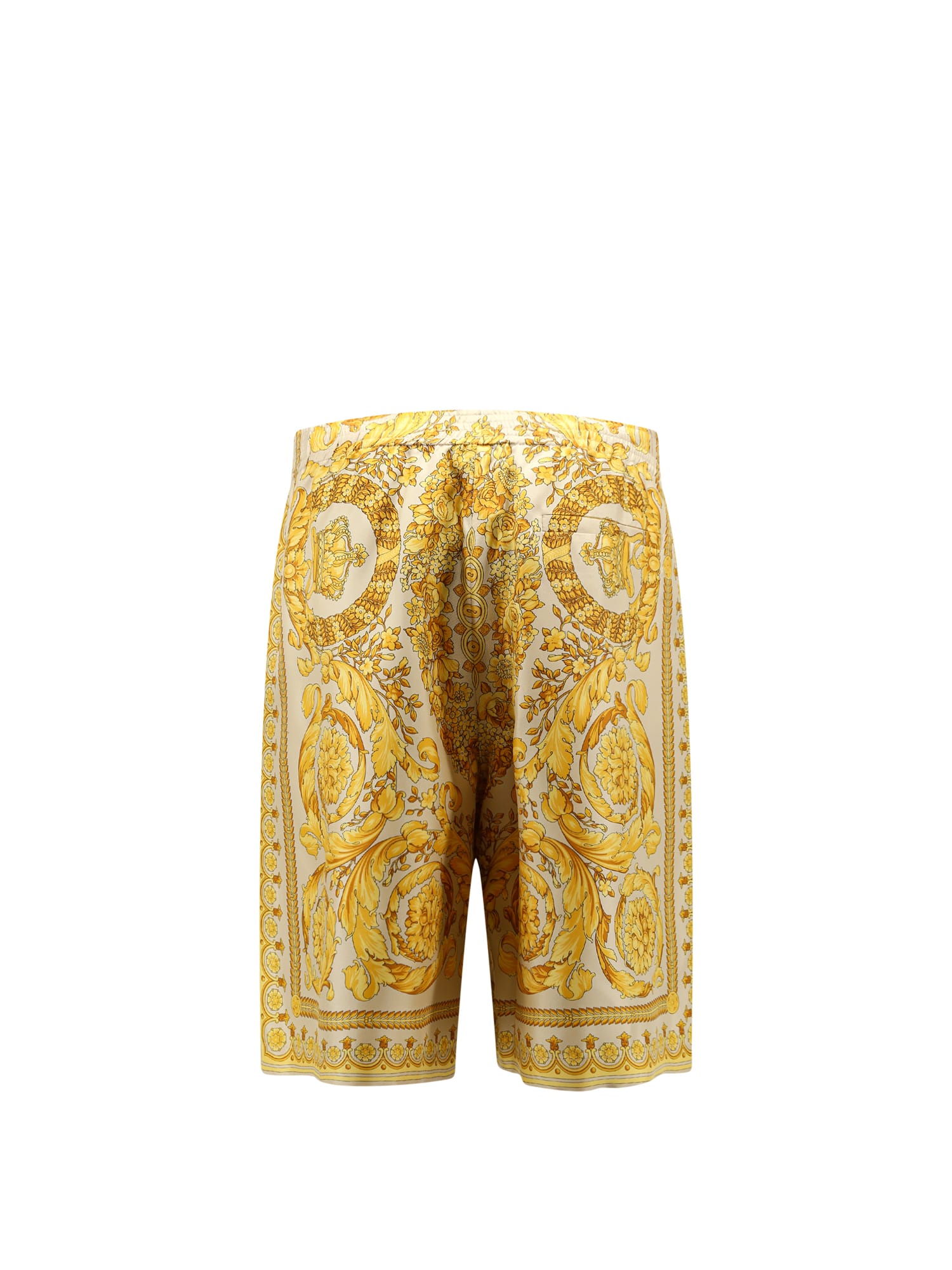 Shop Versace Barocco Bermuda Shorts In Golden