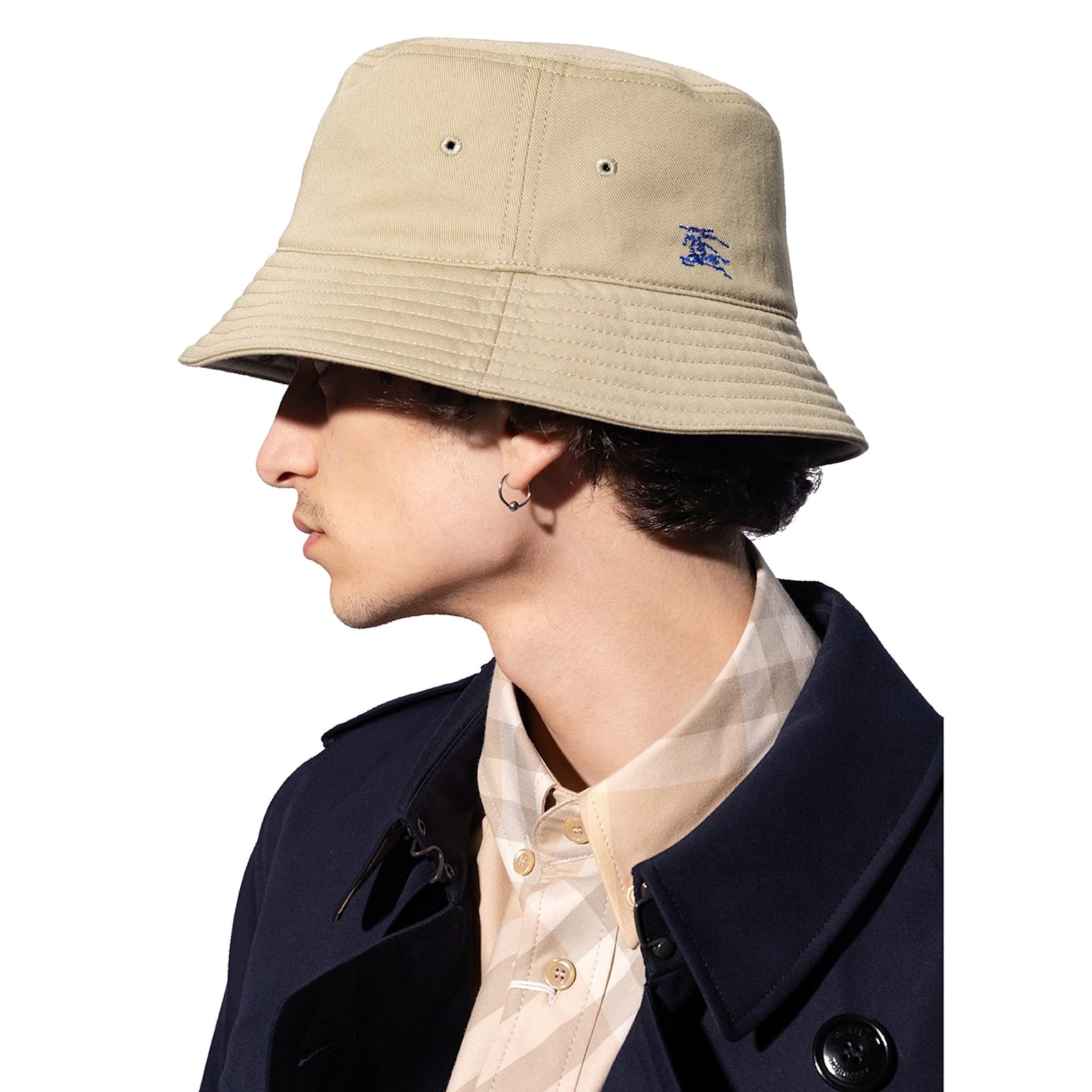 Shop Burberry Cotton Bucket Cap In Khaki Green