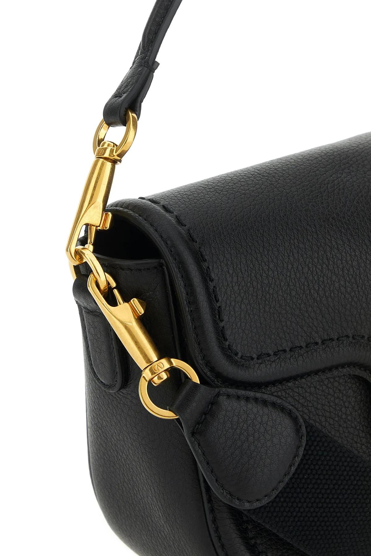 Shop Valentino Black Leather Alltime Shoulder Bag