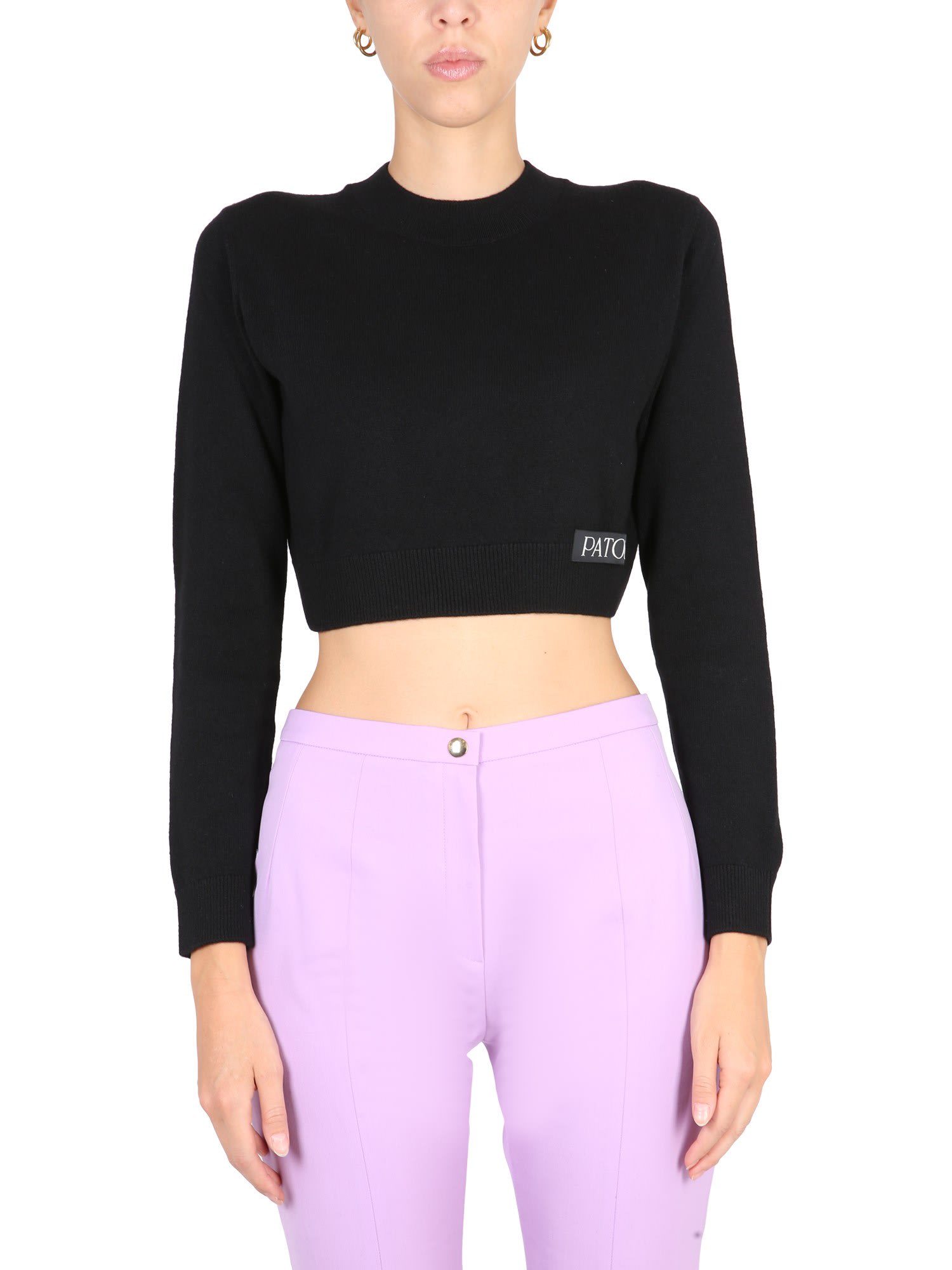 Shop Patou Cropped Shirt In Nero