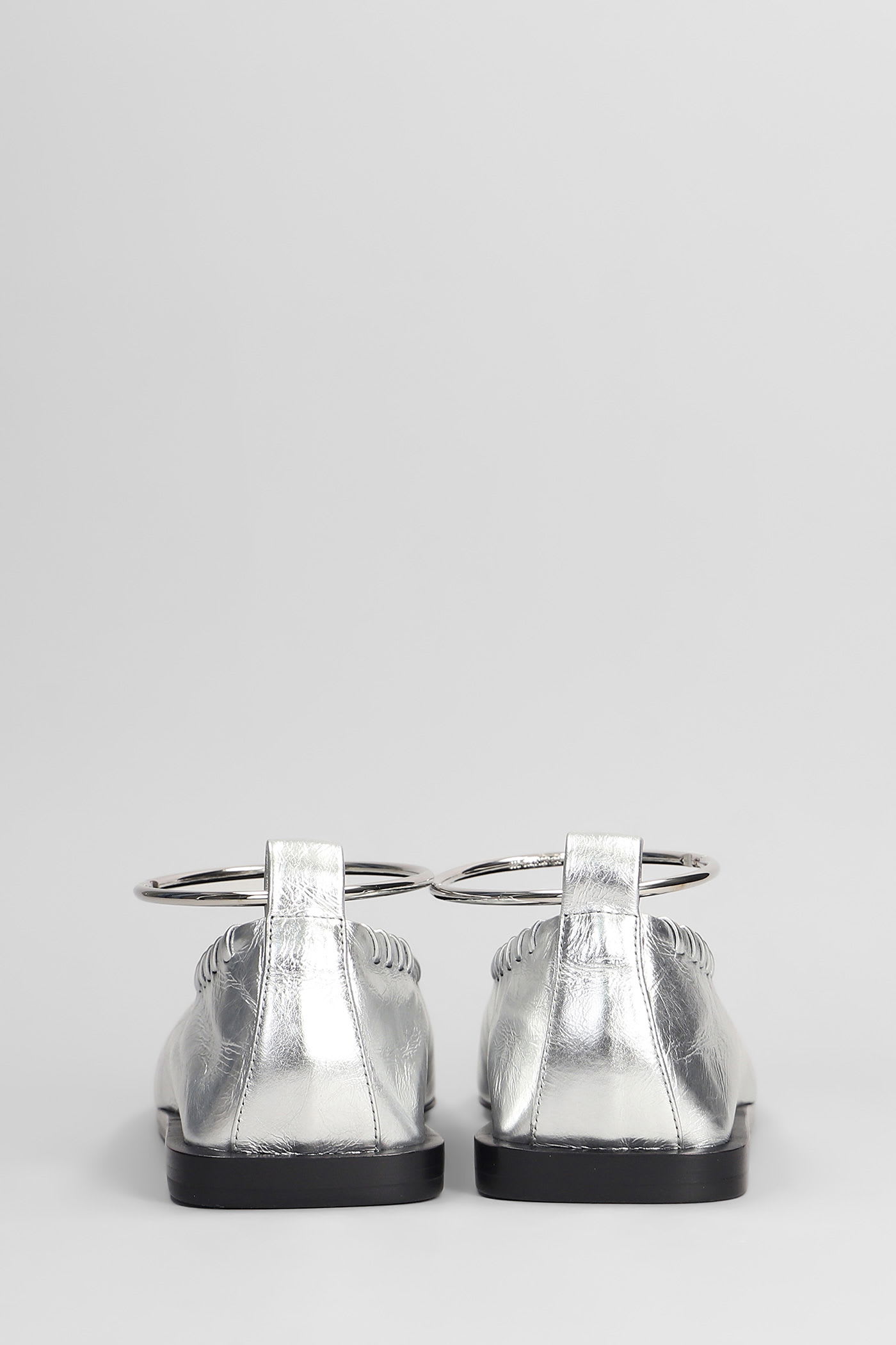Jil Sander Ballet Flats In Silver Leather In Silver