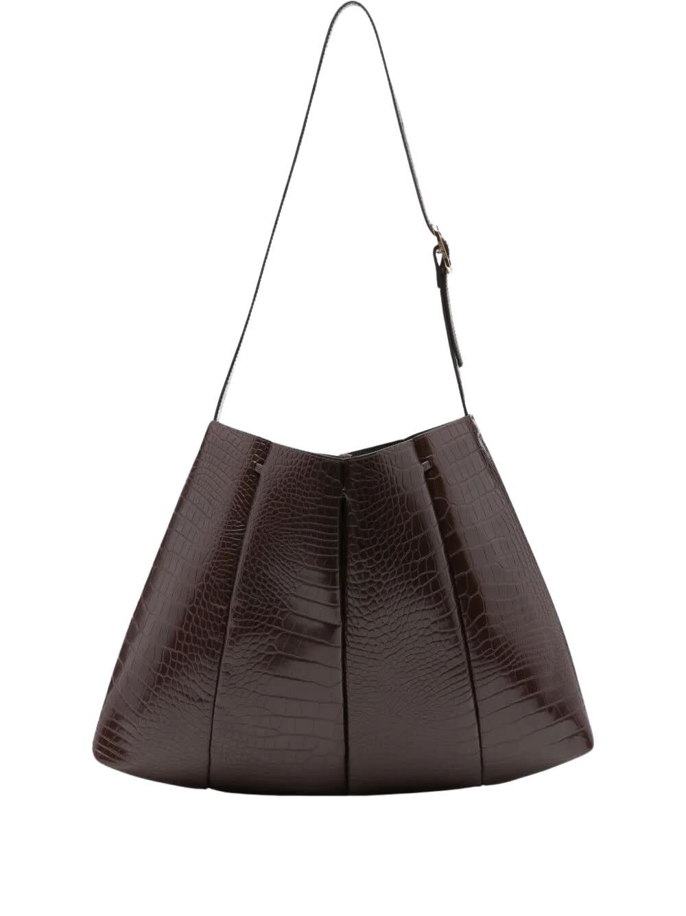 Themoirè Crocodile-embossed Shoulder Bag In Brown