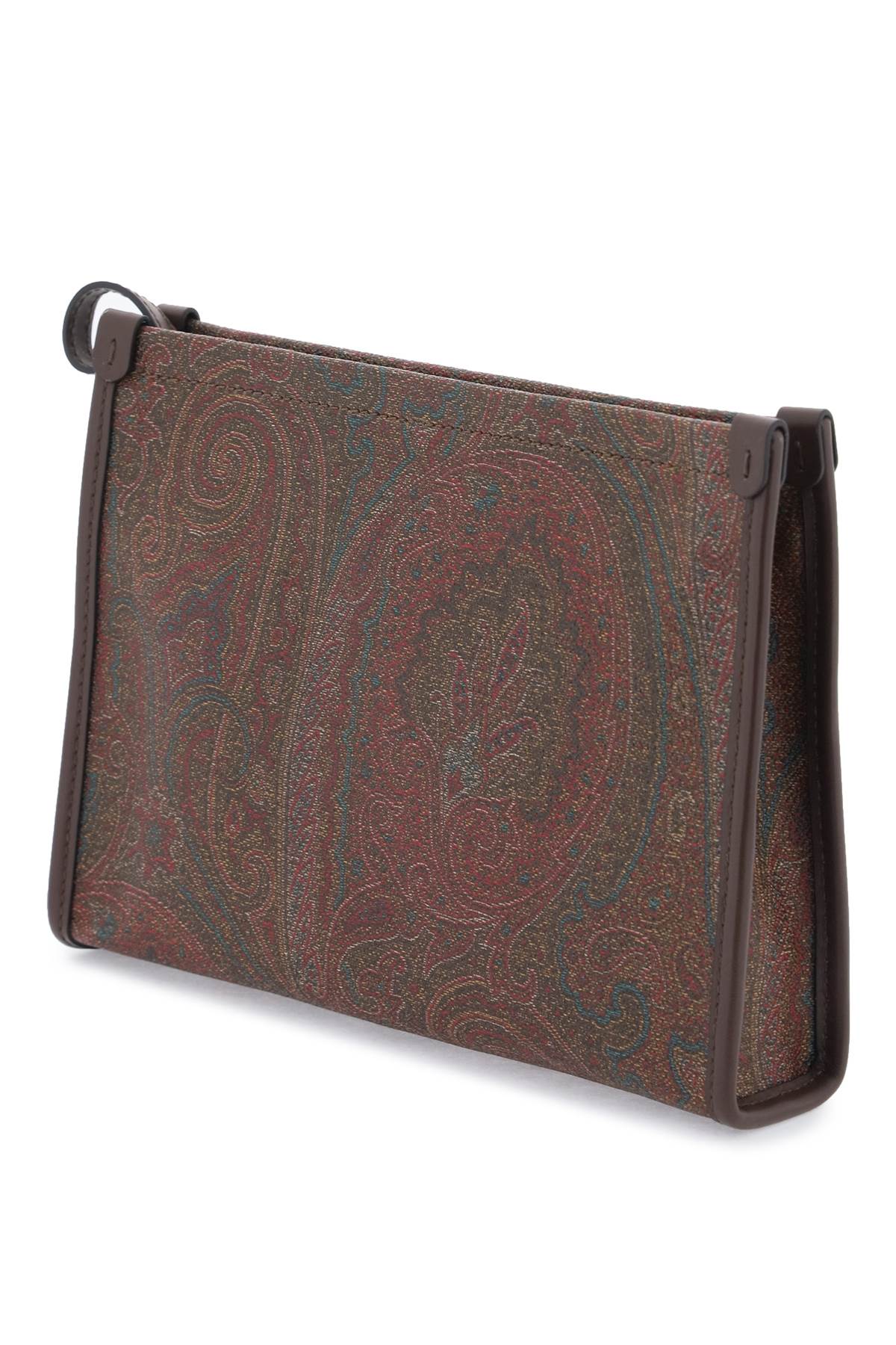 Shop Etro Paisley Pouch With Embroidery In Marrone