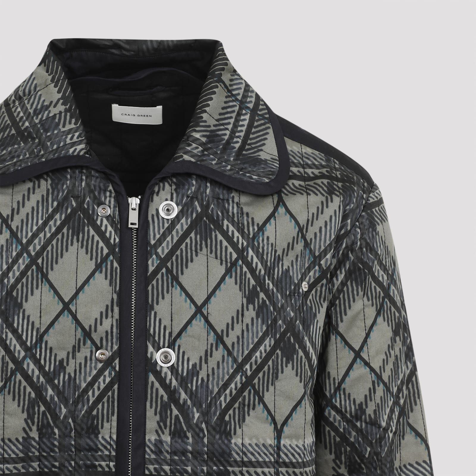 Shop Craig Green Quilted Plaid Fade Jacket In Black Plaid
