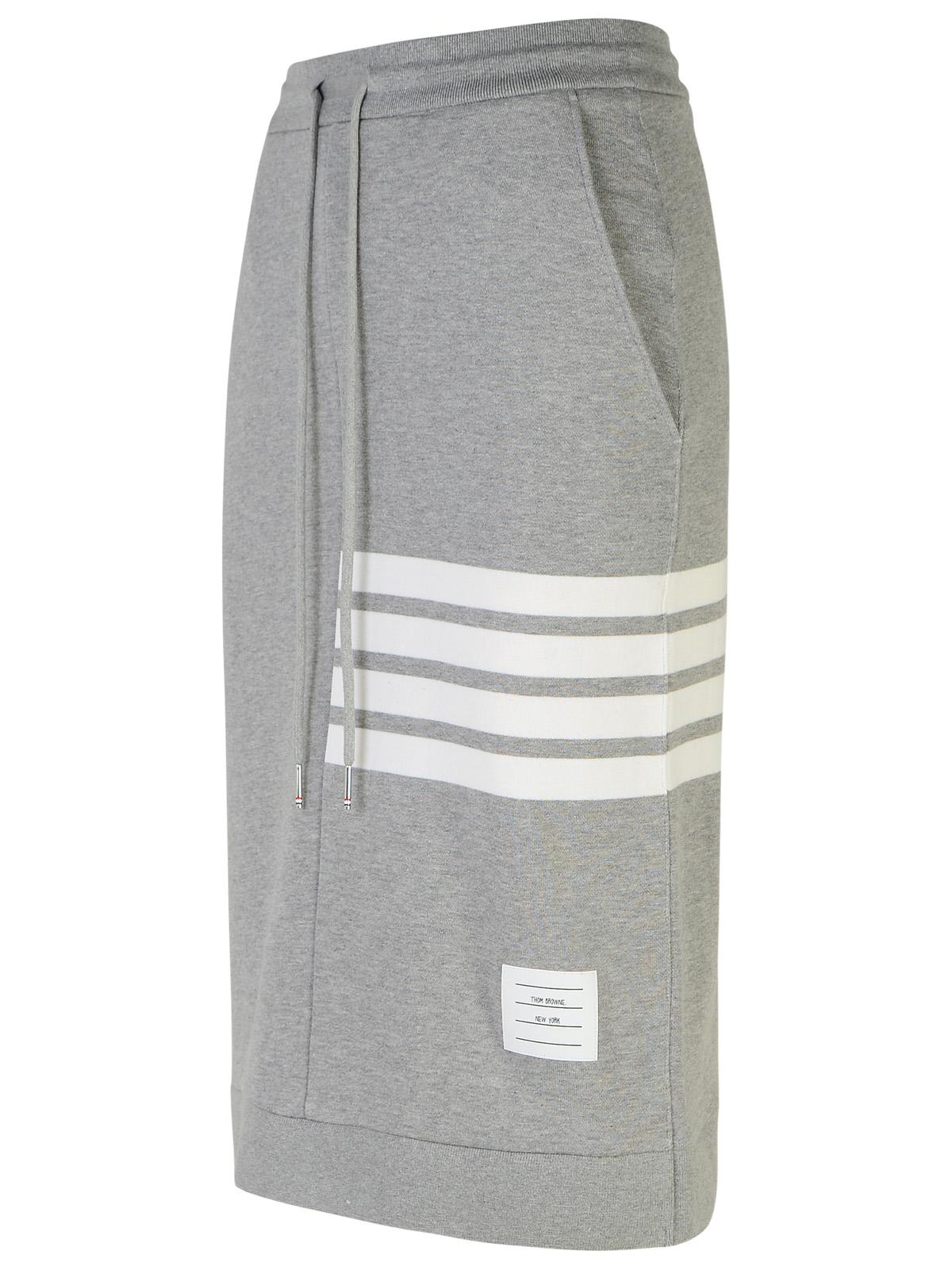 Shop Thom Browne 4-bar Grey Cotton Skirt