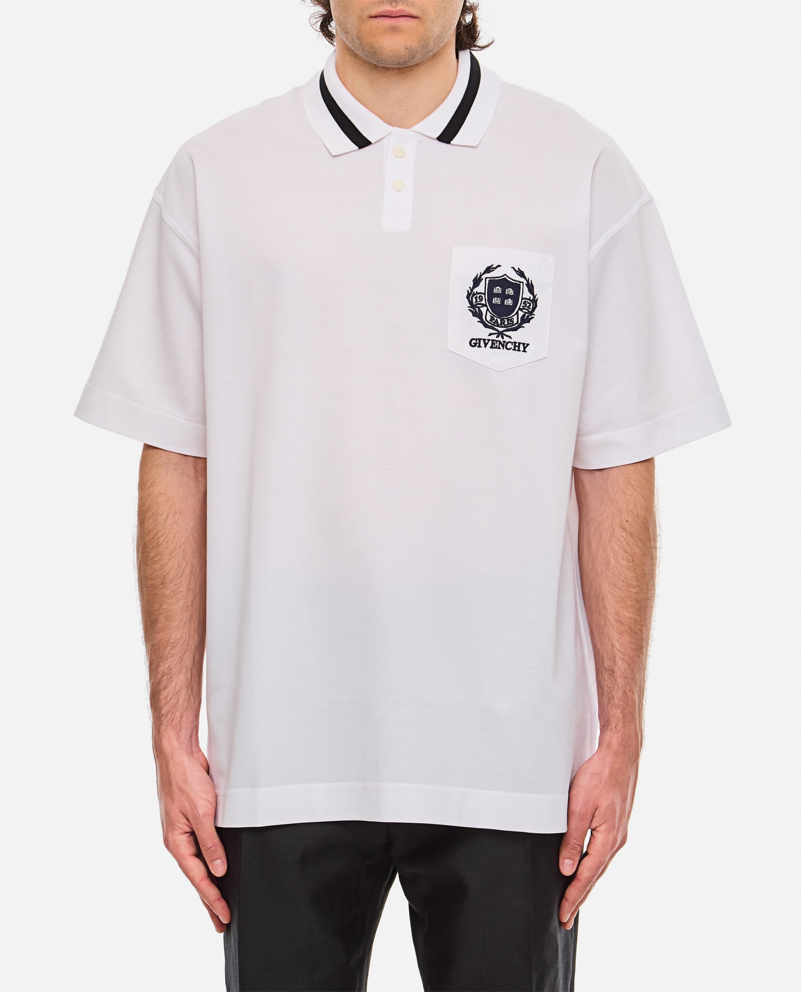 Shop Givenchy Pocket Cotton Polo In White