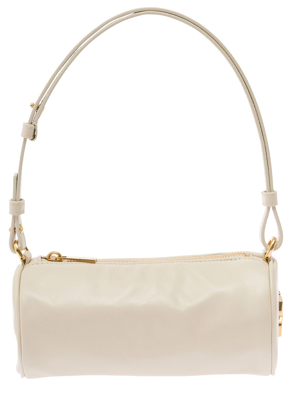 OFF-WHITE TORPEDO SMALL WHITE SHOULDER BAG WITH ARROW MOTIF IN LEATHER WOMAN