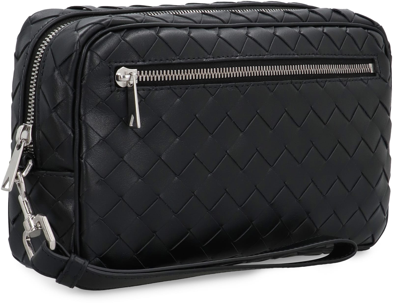 Shop Bottega Veneta Leather Pouch In Nero