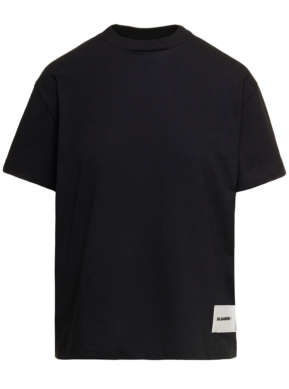 Jil Sander Pack Of Three Black T-shirt With Logo Patch In Cotton Woman  In Nero