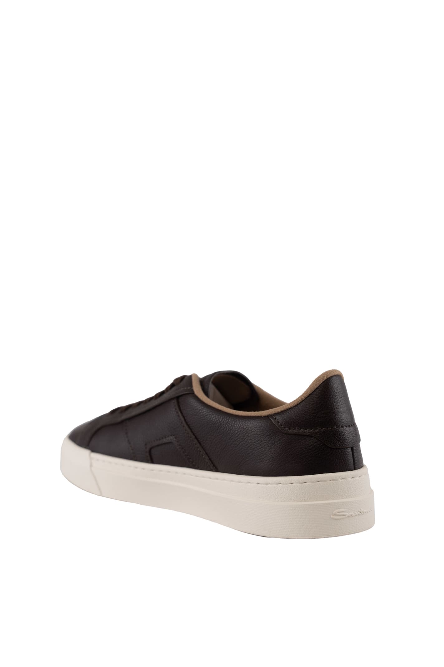 Shop Santoni Dbs Sneakers In Brown Leather In Marrone