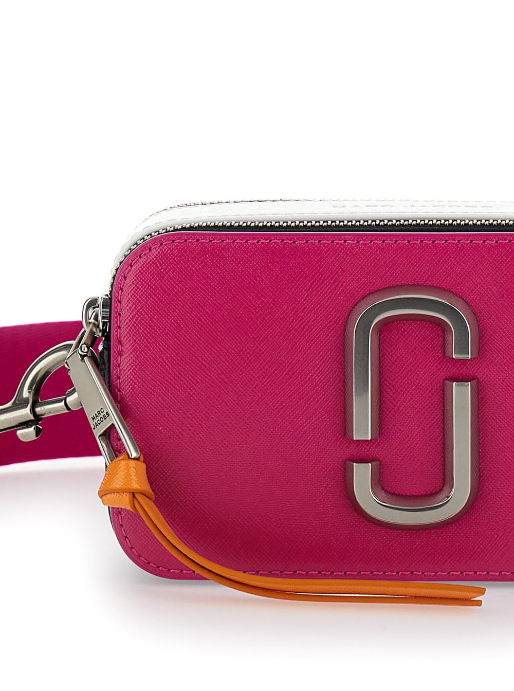 Shop Marc Jacobs The Snapshot Fuchsia Shoulder Bag With Metal Logo At The Front In Leather Woman In Pink