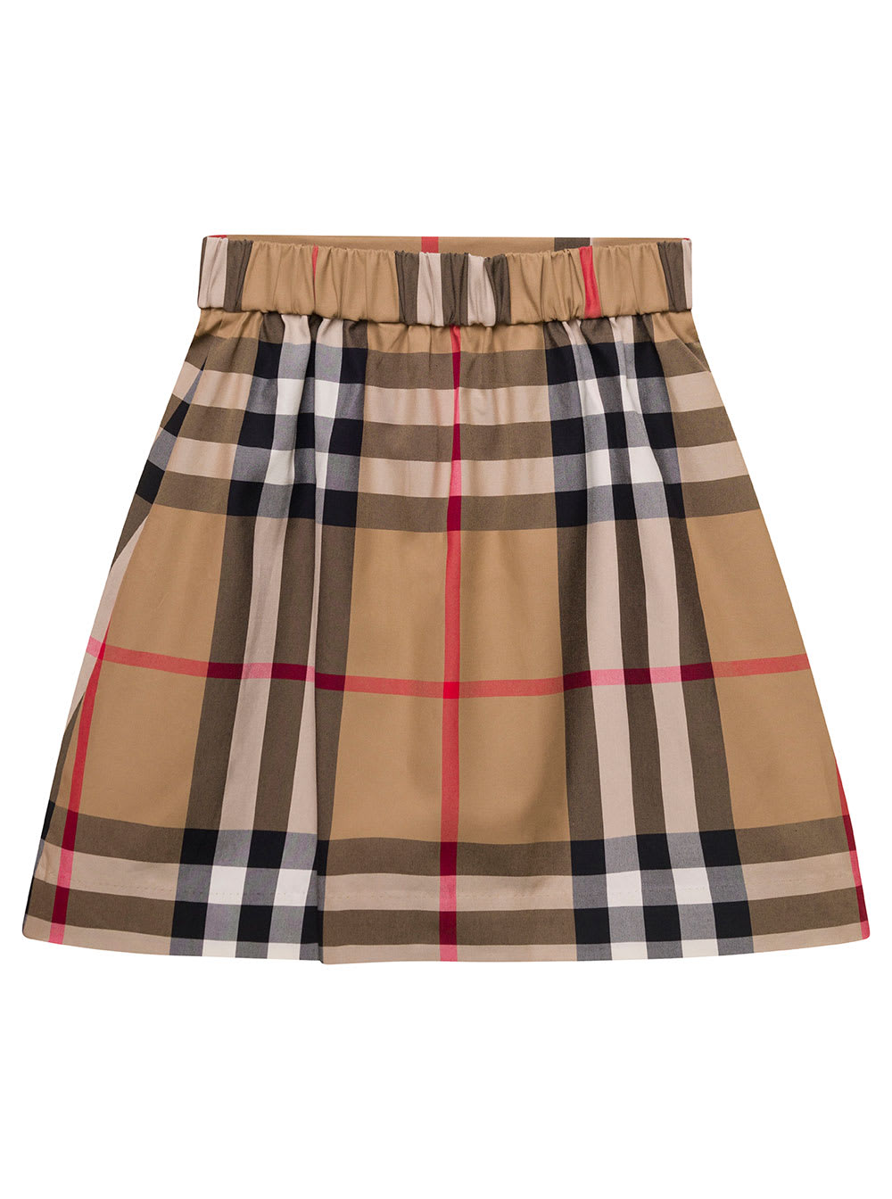 Shop Burberry Anjelica Beige Mini Skirt With Vintage Check Motif In Cotton Girl In Archive Beige Ip Chk