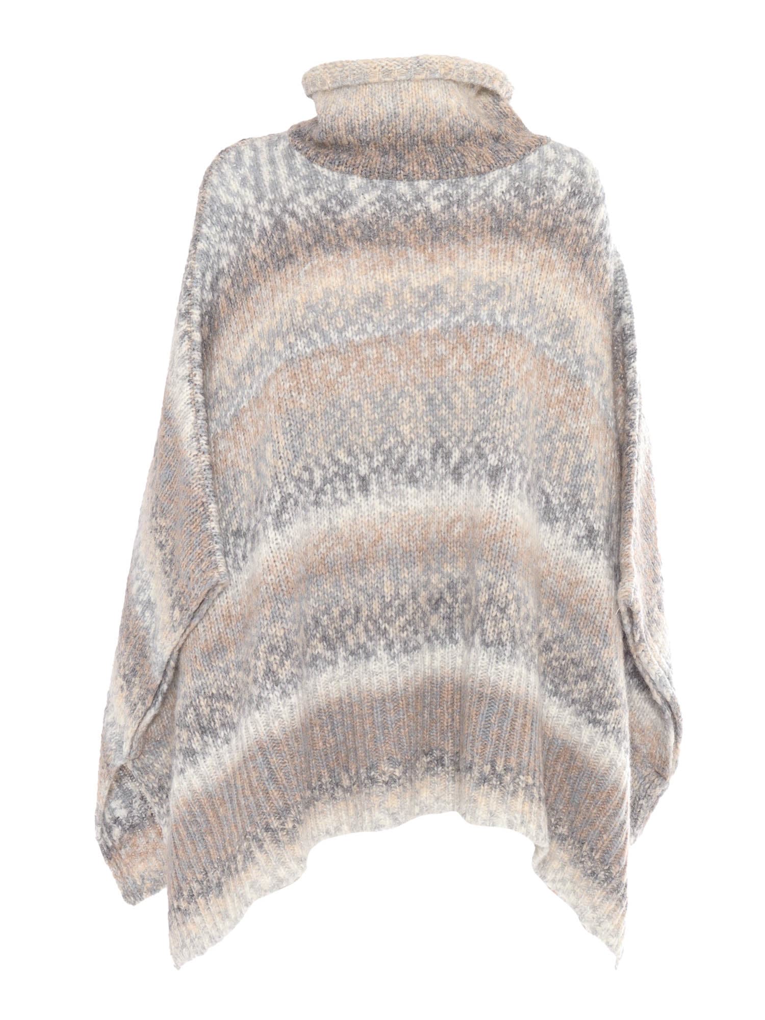 KANGRA PRINTED TURTLENECK CAPE 