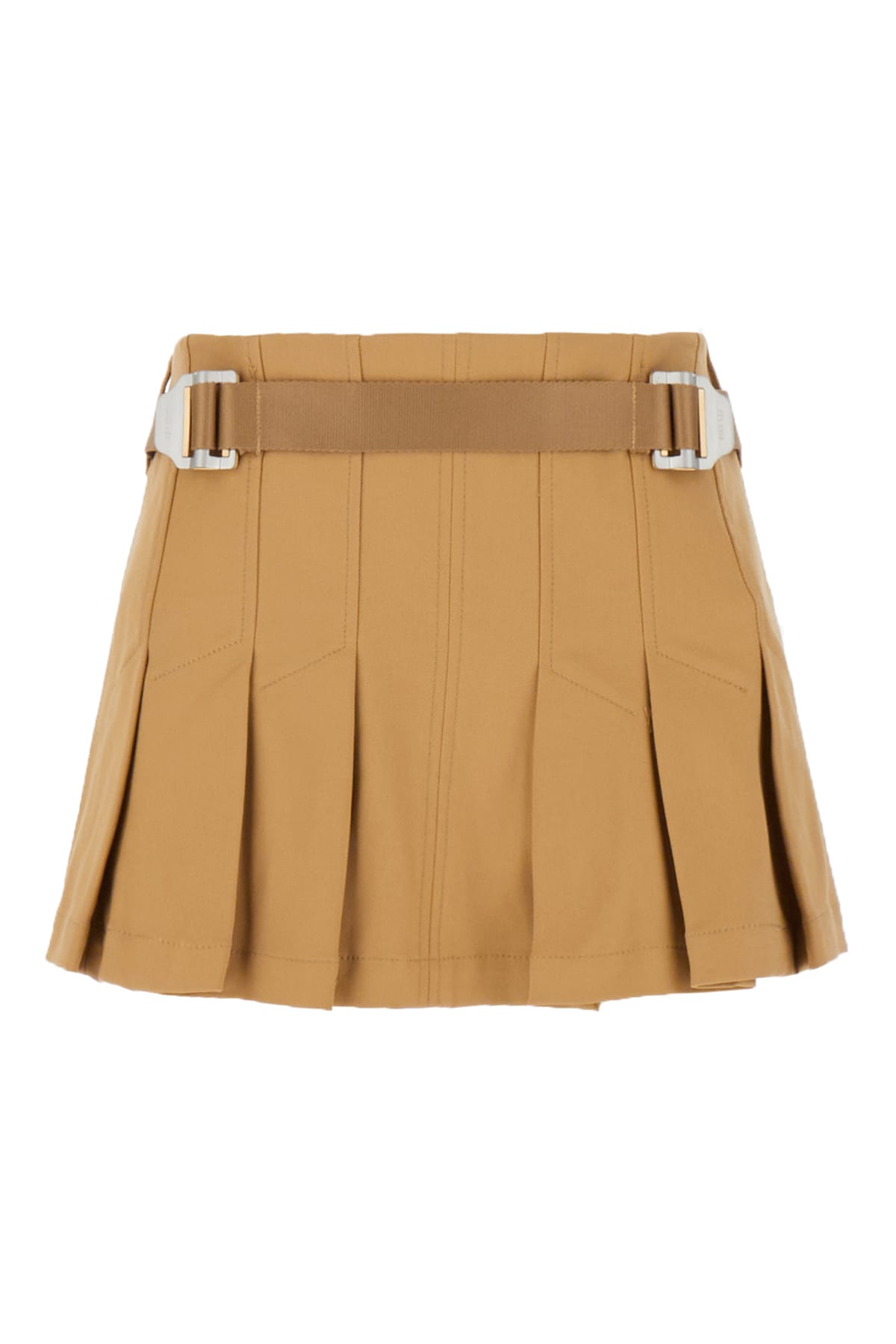 Beige Stretch Cotton Mini Skirt