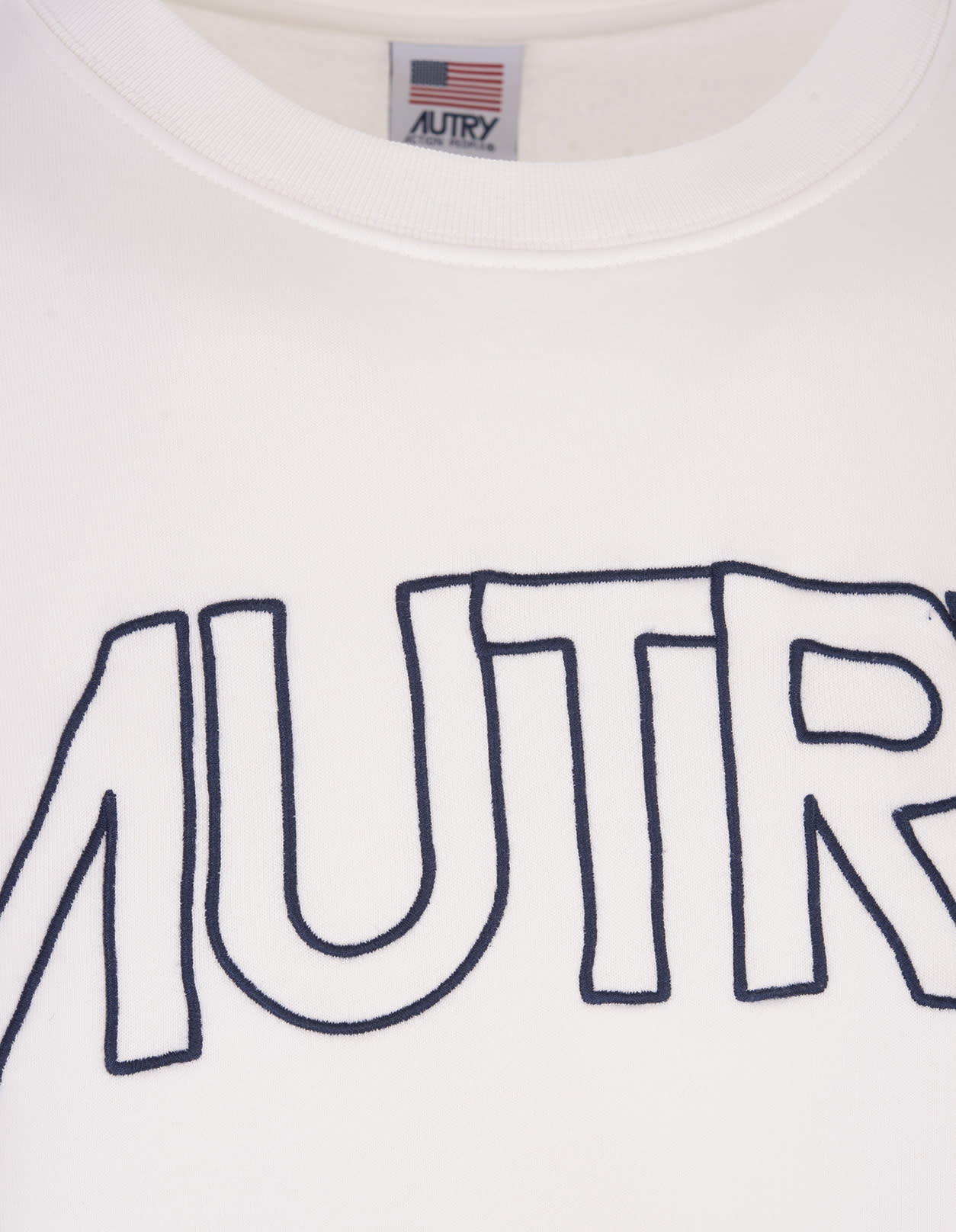 Shop Autry White Crewneck Sweatshirt With Embroidered Logo