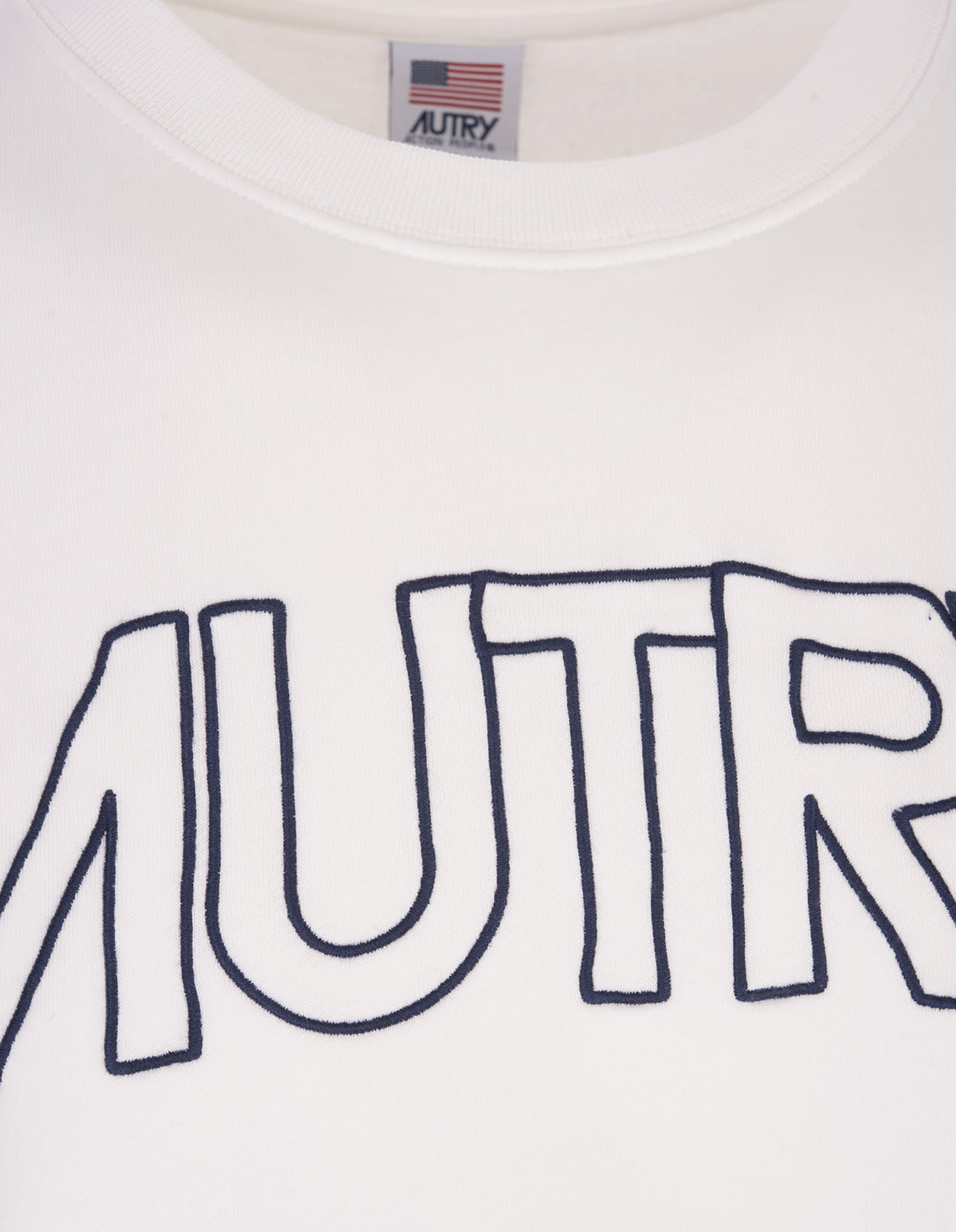 Autry Logo-embroidered Cotton T-shirt In Bianco