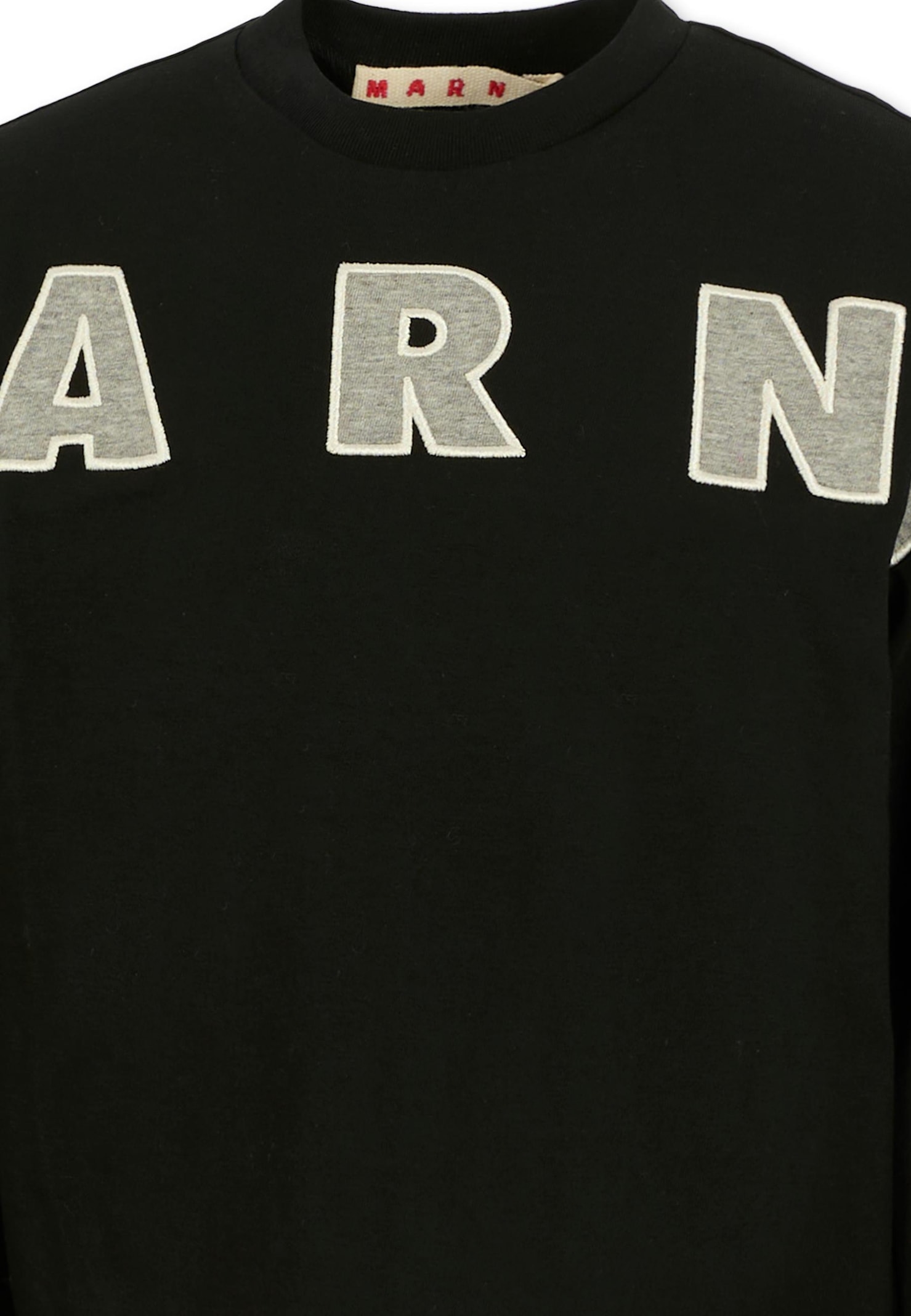 Marni Logo-appliqué Cotton T-shirt In Black