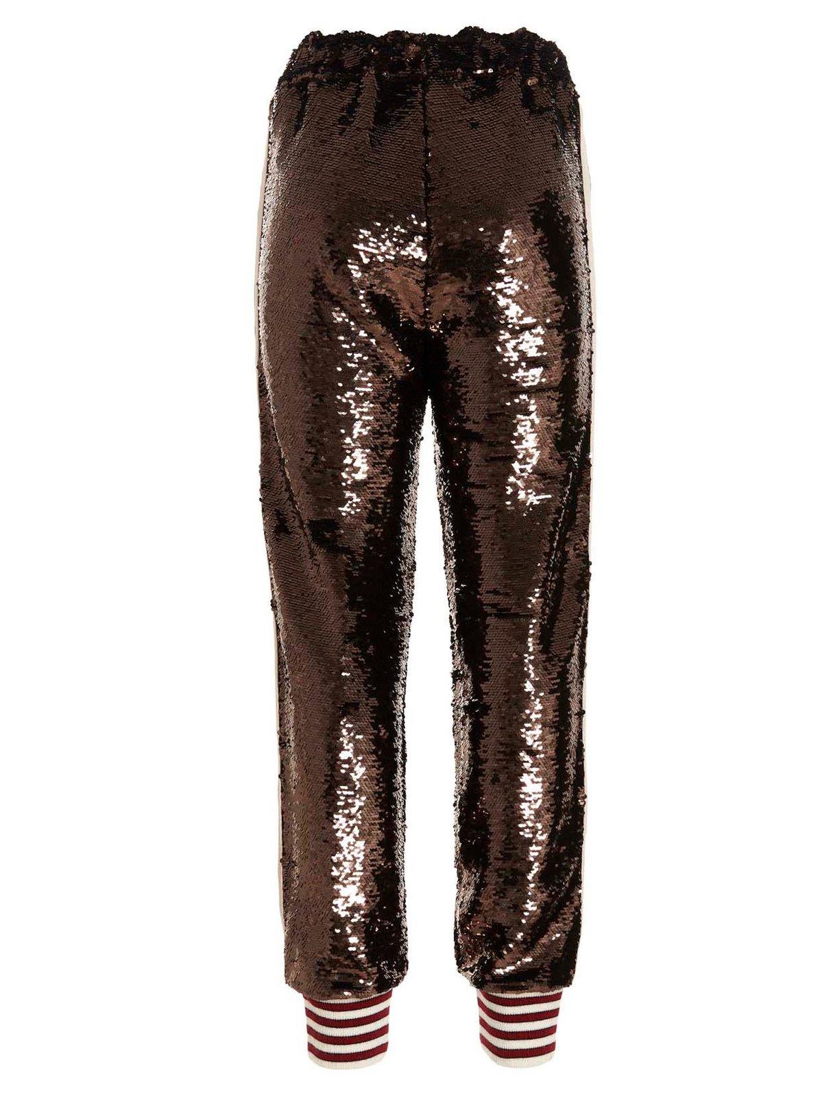 Palm Angels Stripe Detailed Sequined Track Pants