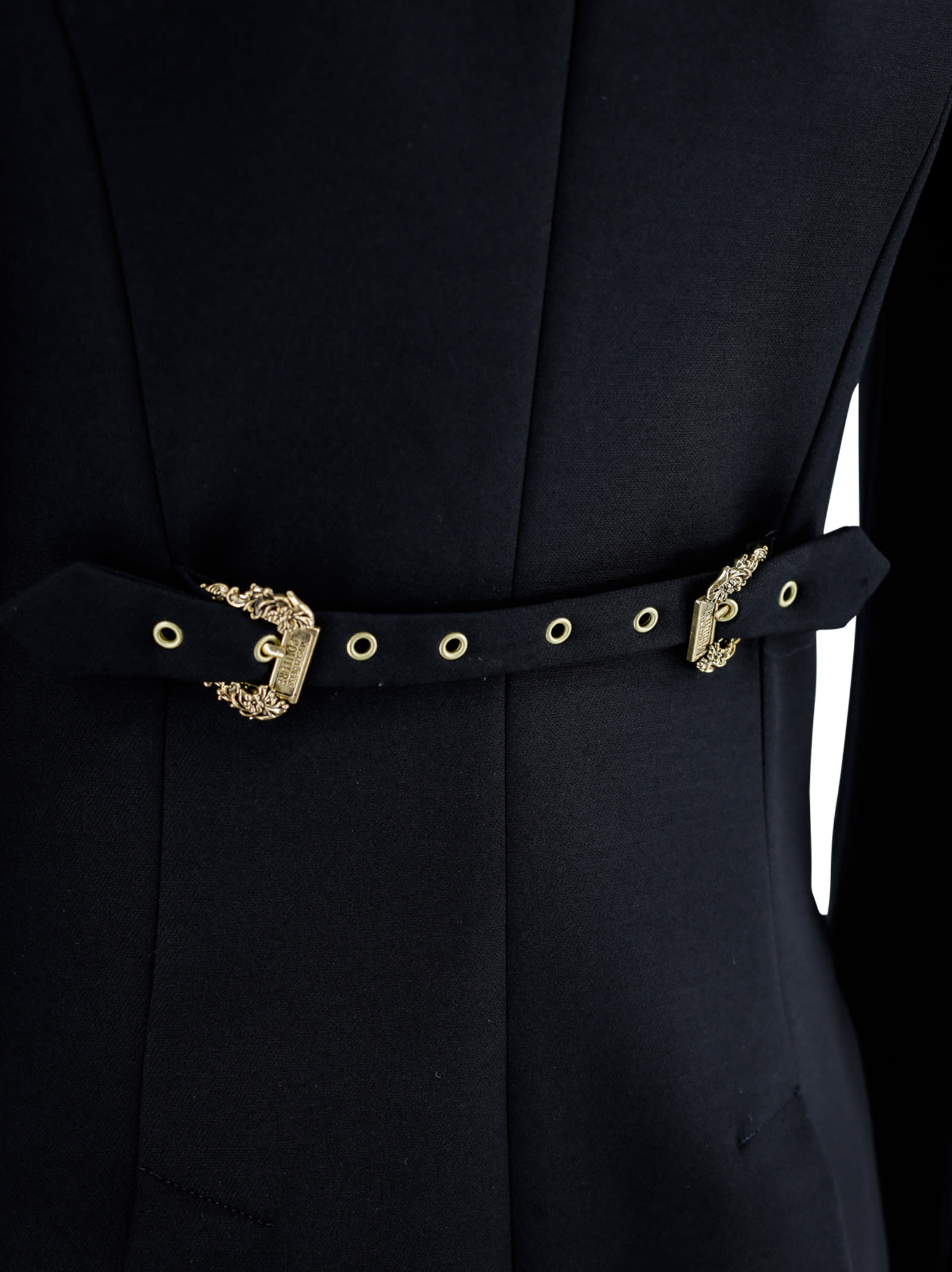 Shop Versace Jeans Couture Blazer With Baroque Buckle In Black