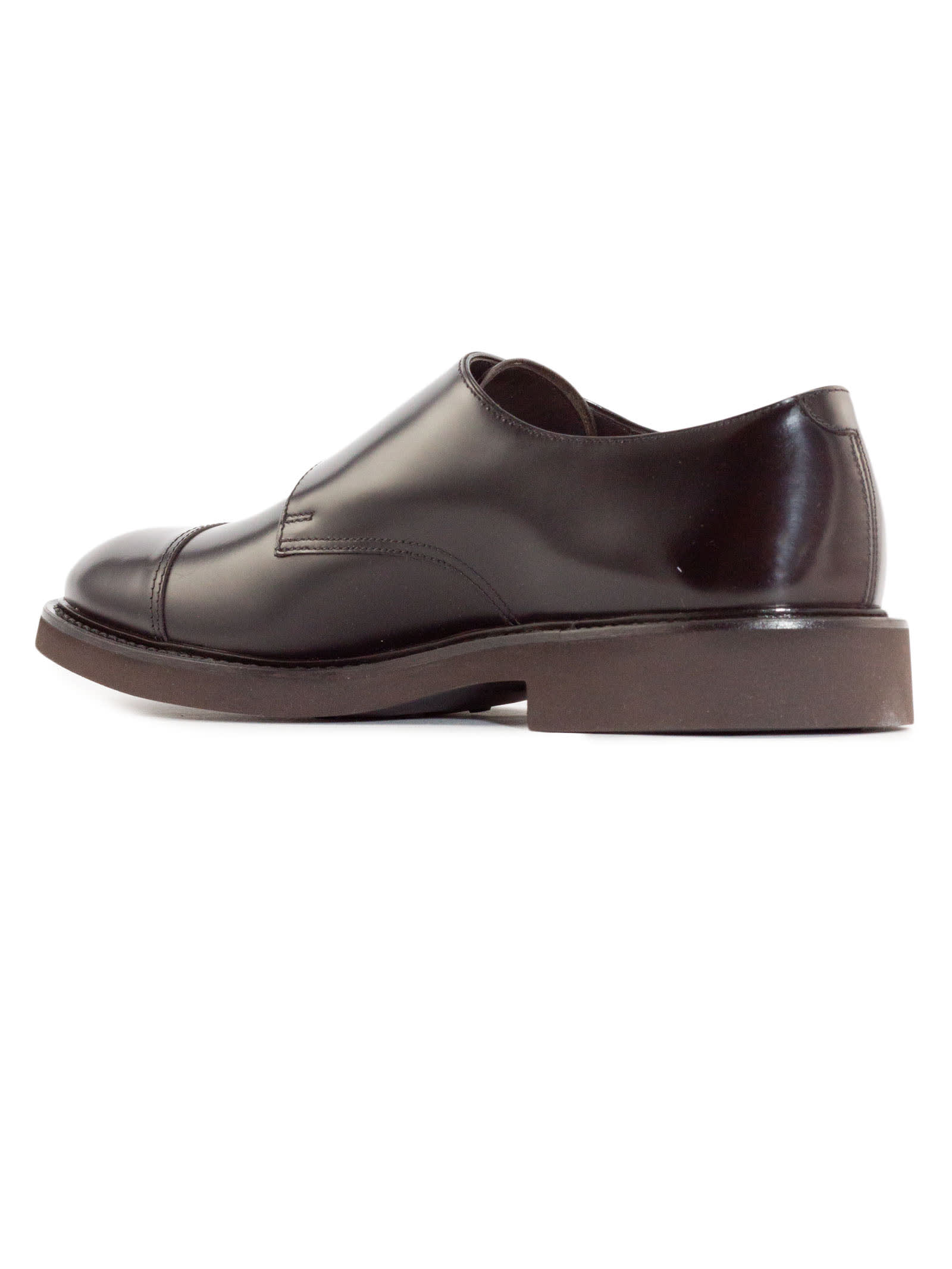 Shop Doucal's Ebony Smooth Calfskin Leather Double-buckle Shoes In Brown