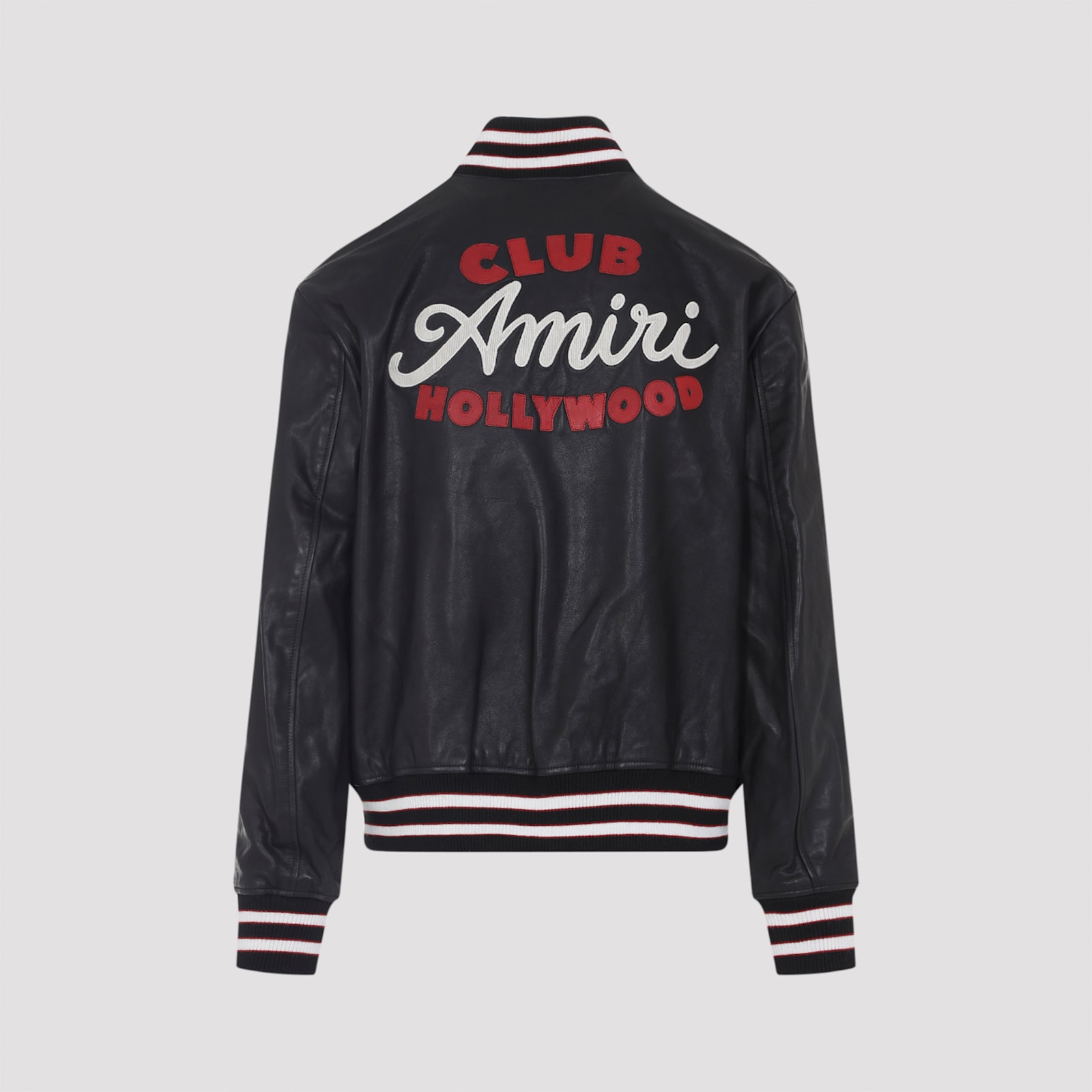 Amiri Leather Jacket With Elasticized Collar And Cuffs In Black