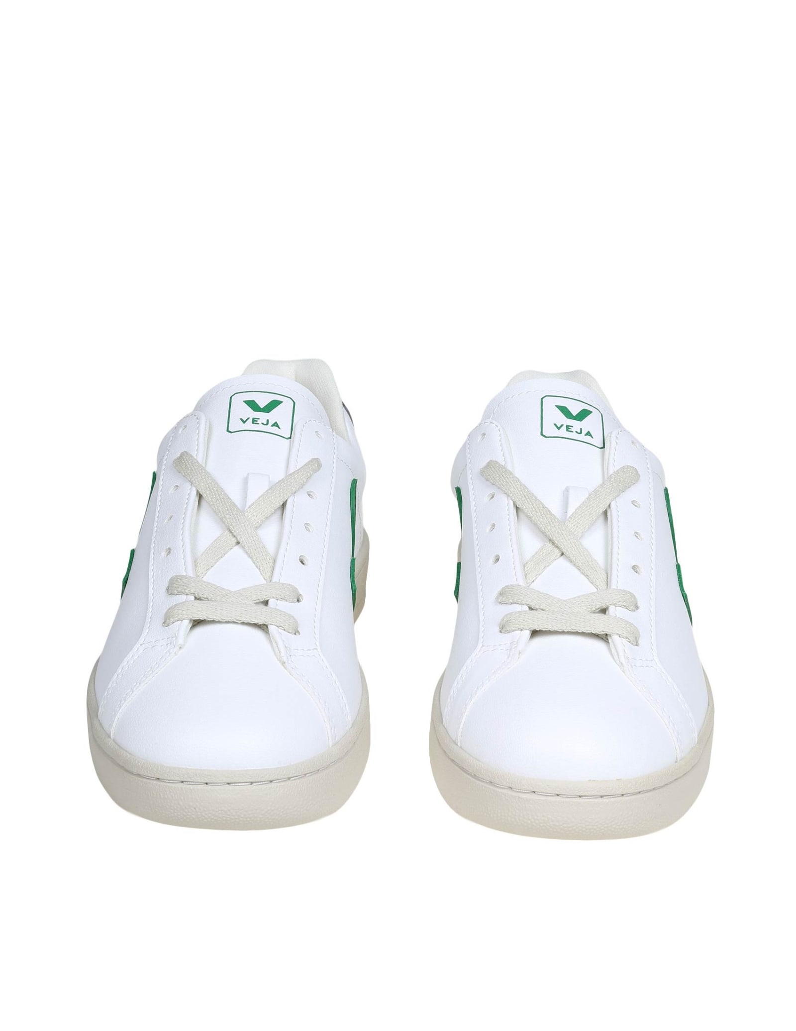 Shop Veja Urca Sneakers In White And Green Leather